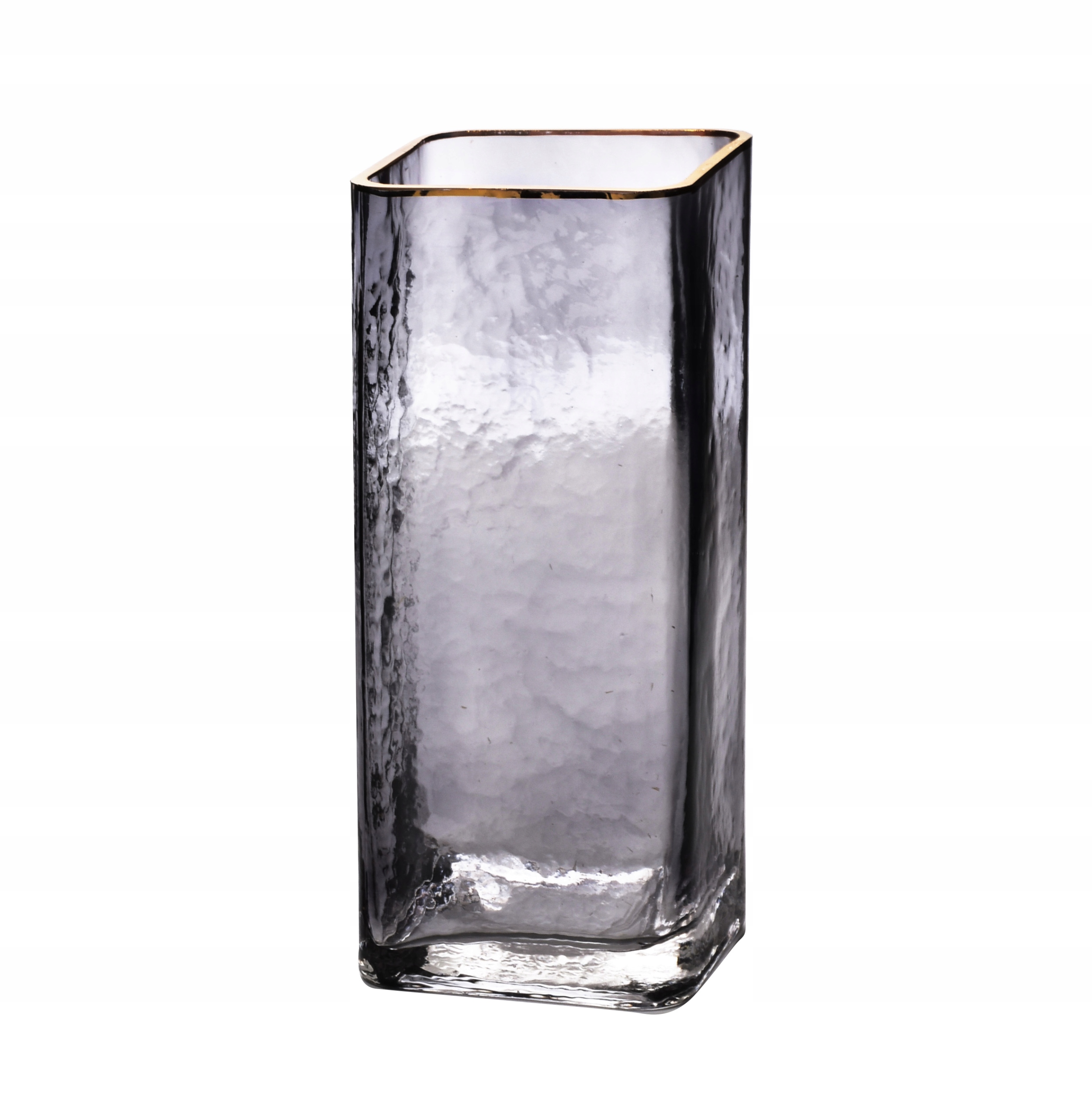 Skleněná váza Serenite Jednoduchá se zlatým okrajem 10x10xh24,5 cm