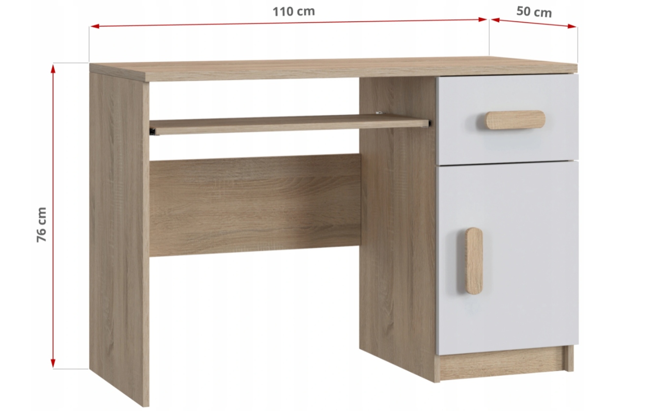 Zestaw mebli 5 elementów regał biurko łóżko stolik Kolor mebla dąb sonoma