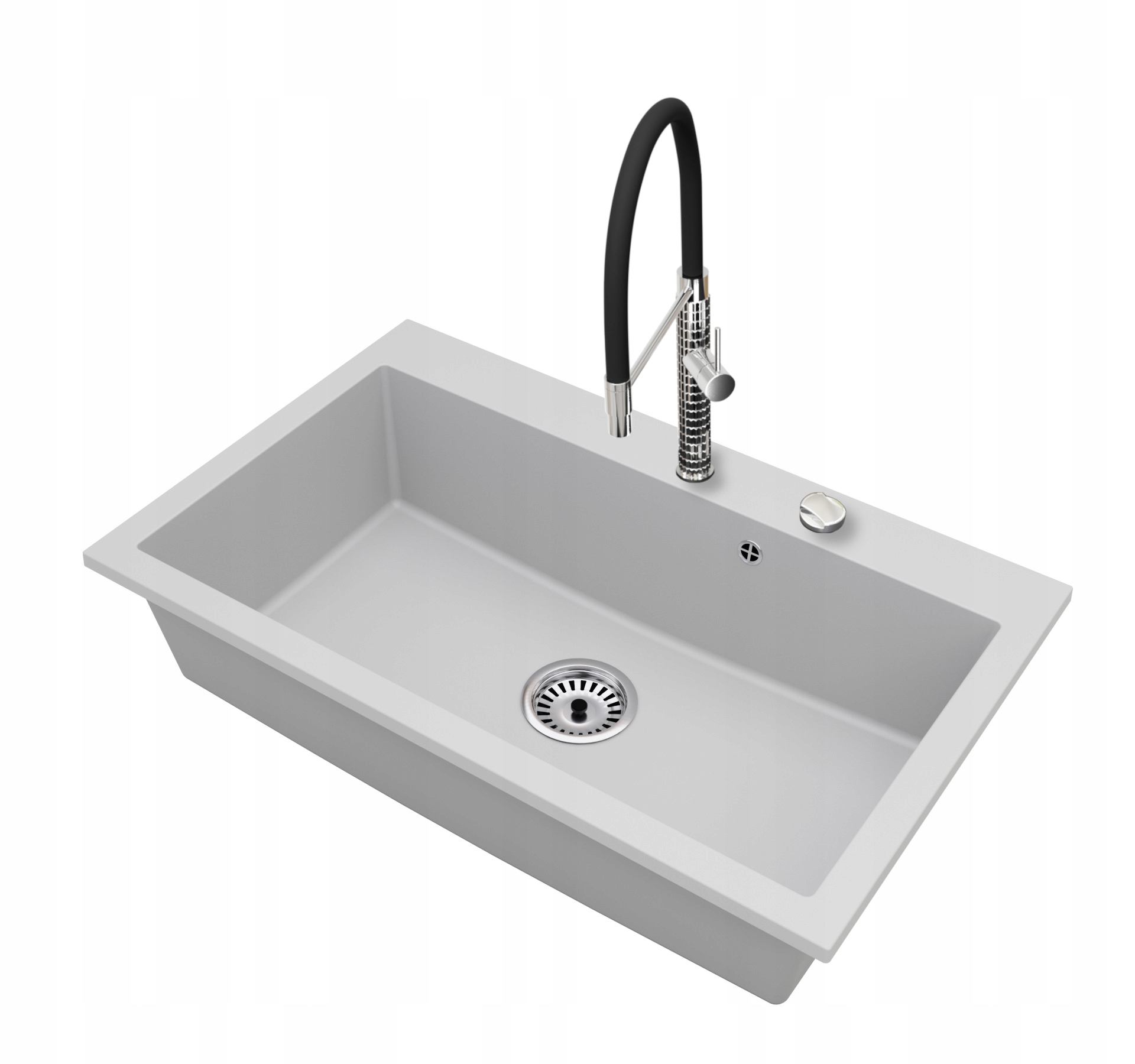 Granitový dřez Jednokomorový Elite 80 Baterie Sifon Chrom Automat