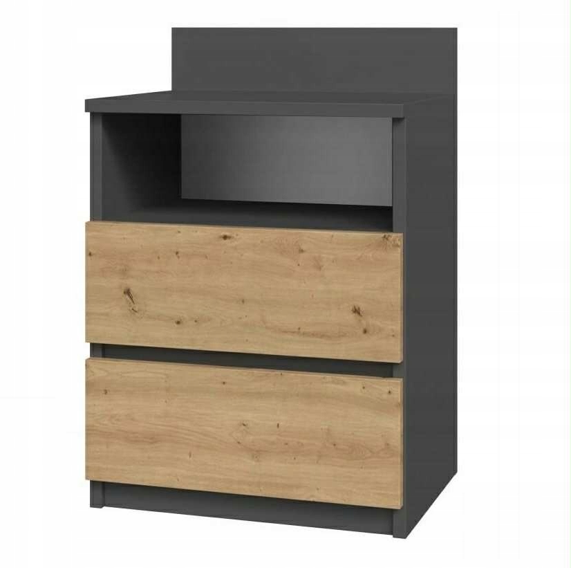 Noční Stolek 2 Zásuvky 40X59 CM Antracit Artisan Moderní MS1