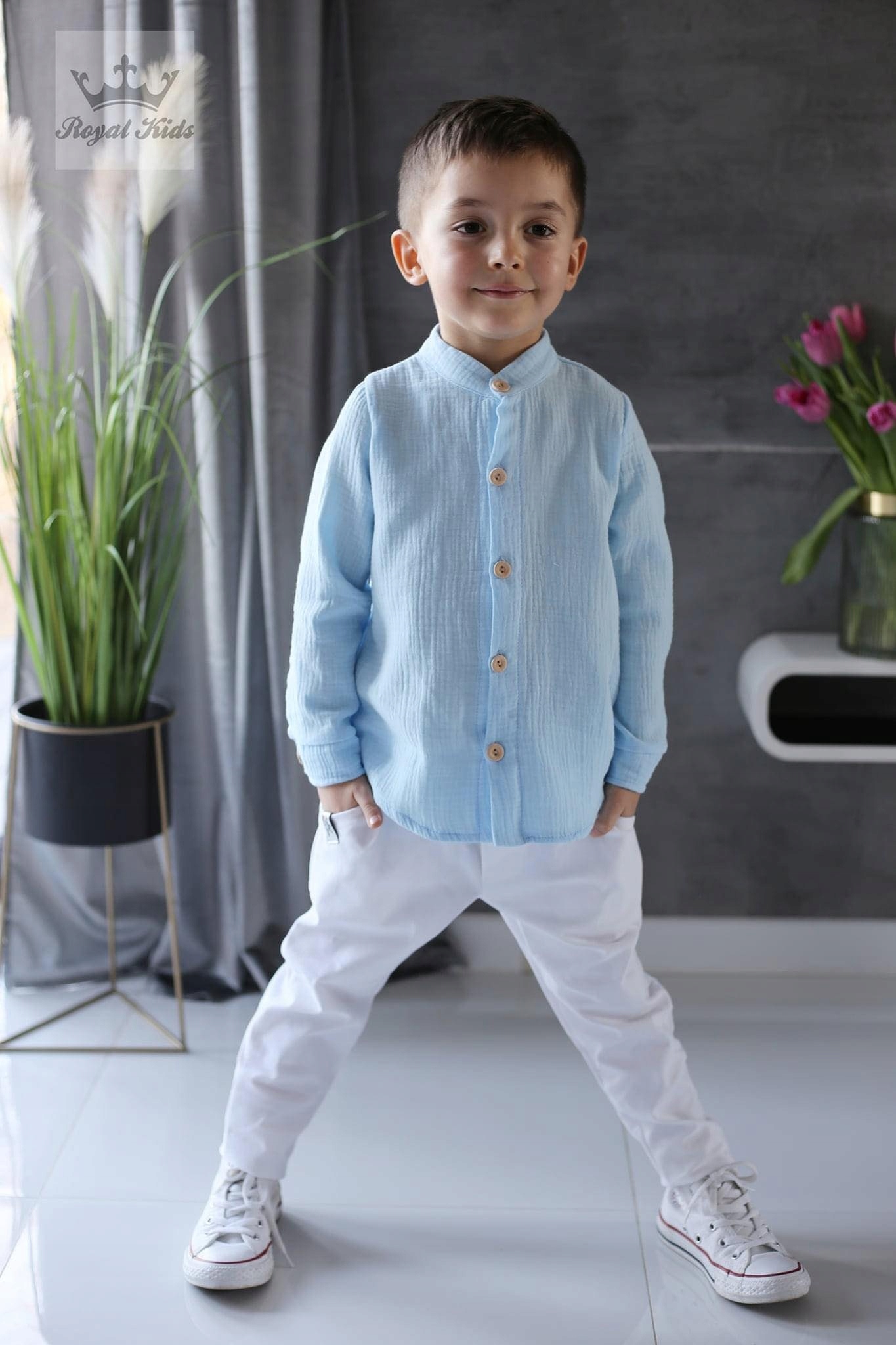 

Koszula Muślinowa Royal Kids Błękitna roz. 128/134