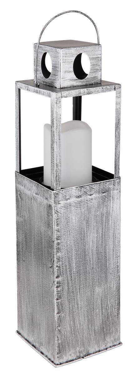 Latarnia solarna wewnątrz ze świecą LED w kolorze antycznego srebra Kod producenta 36657