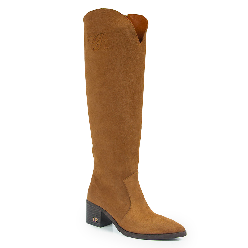 Carinii B8355 Kozačky Mušketýrky Kůže Hnědé 40