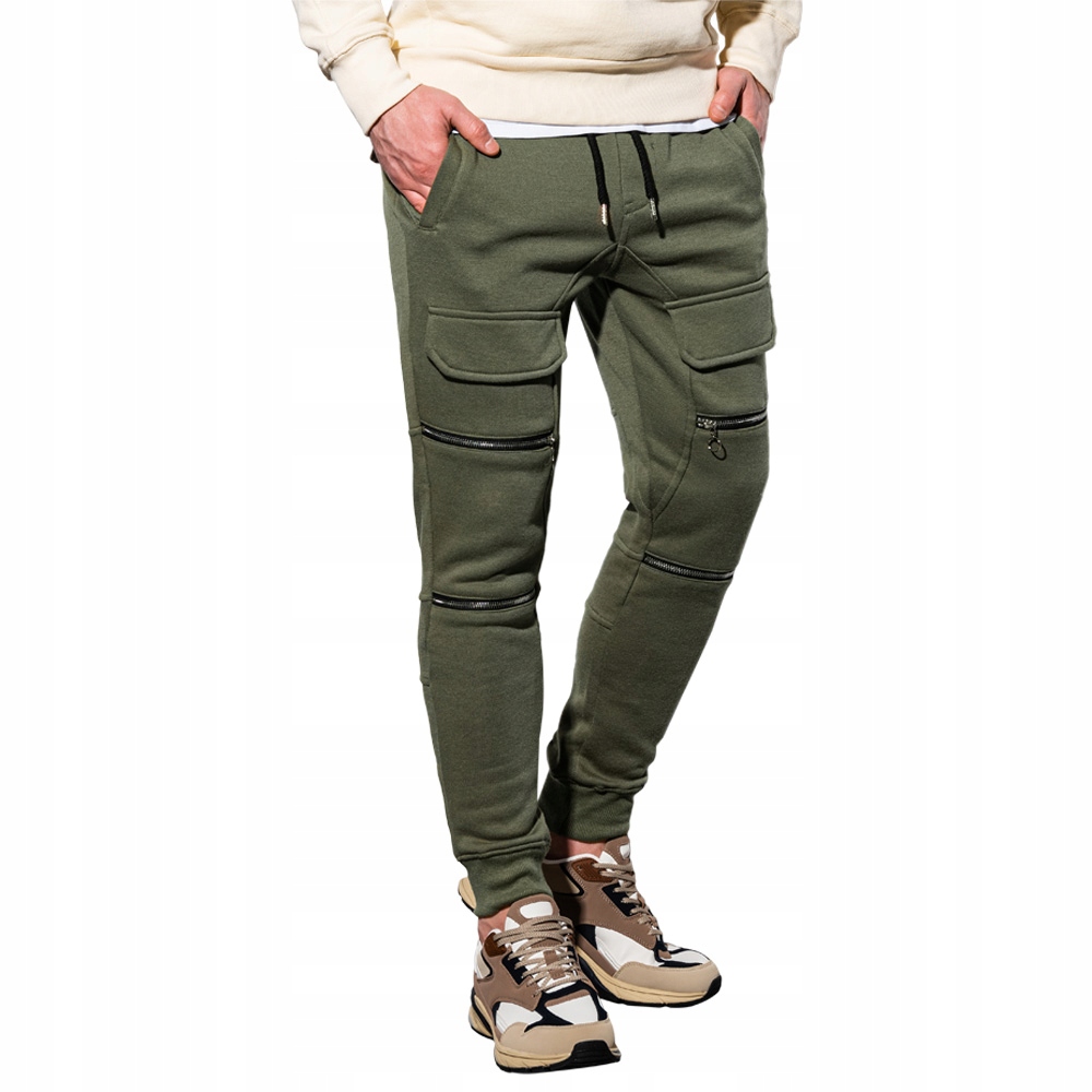 

Spodnie męskie dresowe joggery P901 khaki M
