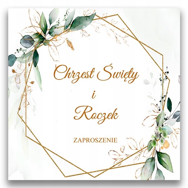 ZAPROSZENIA NA CHRZEST I ROCZEK 1szt KOPERTA LISTKI ZIELONE 150 Szerokość produktu 15 cm