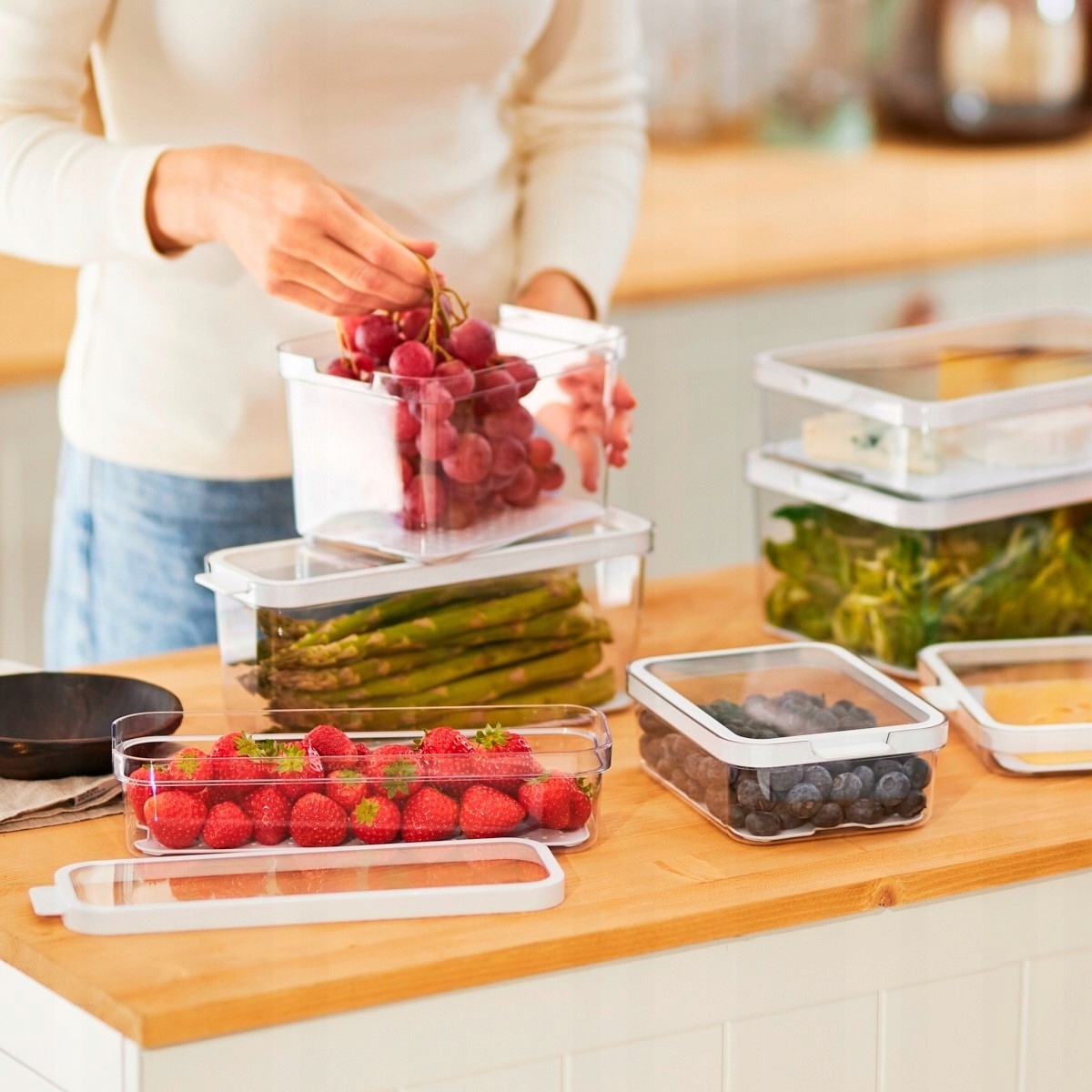 Organizery do lodówki Pojemniki na żywność przezroczyste Rotho 2 szt 1,15 l Pojemność 1.15 l