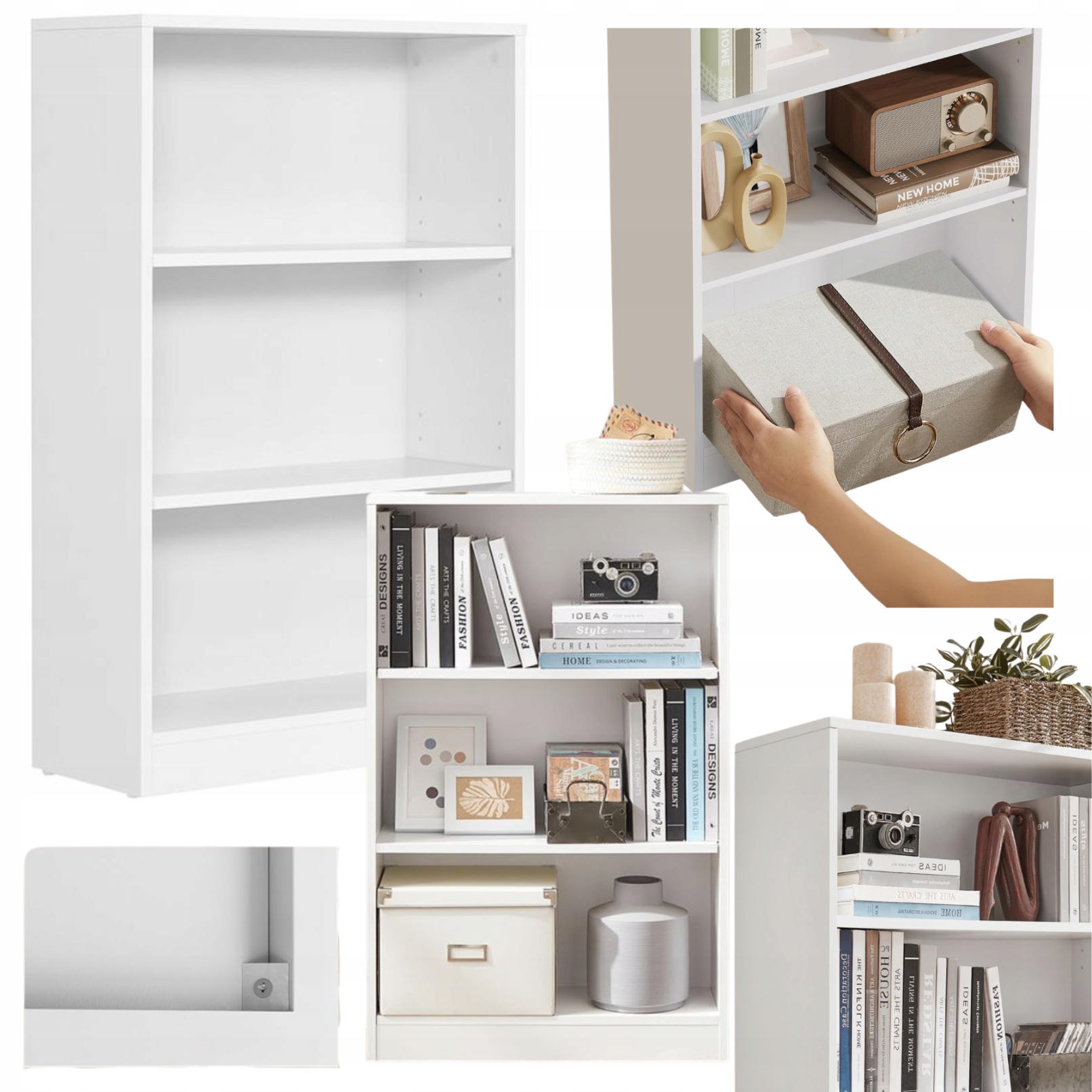 Regál na knihy Biely 93 cm Nastaviteľný Organizér Vertikálna polica do obývačky