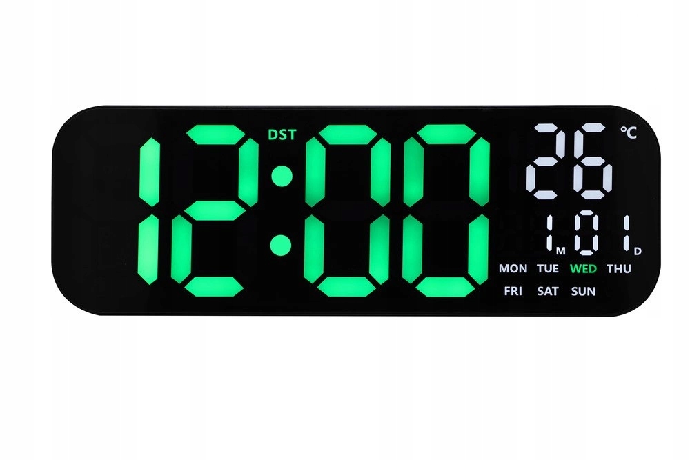 Hodiny Jvd DH9016.2 Čierny Alarm Digitálny Teplomer Veľký Čitateľný Dátum