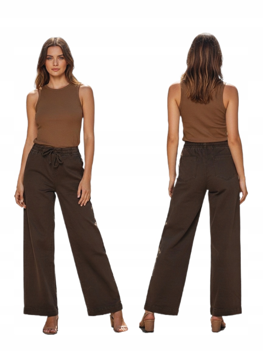 Dámské Džíny Zvonové Široké Nohavice Čokoládově Hnědé S