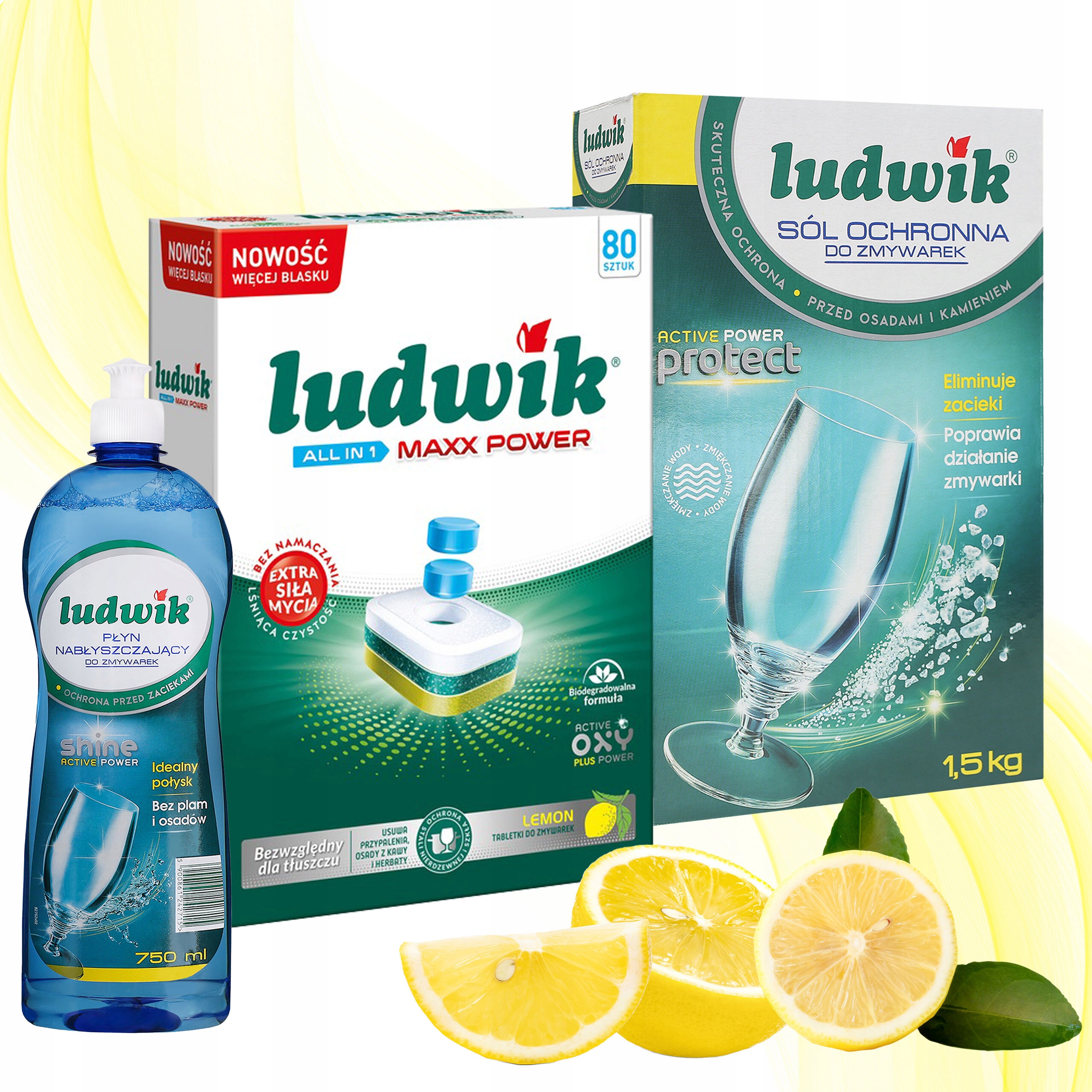 Levně Sada Ludwik: Tablety 80ks, Leštidlo, Ochranná sůl 1,5 kg do myčky nádobí