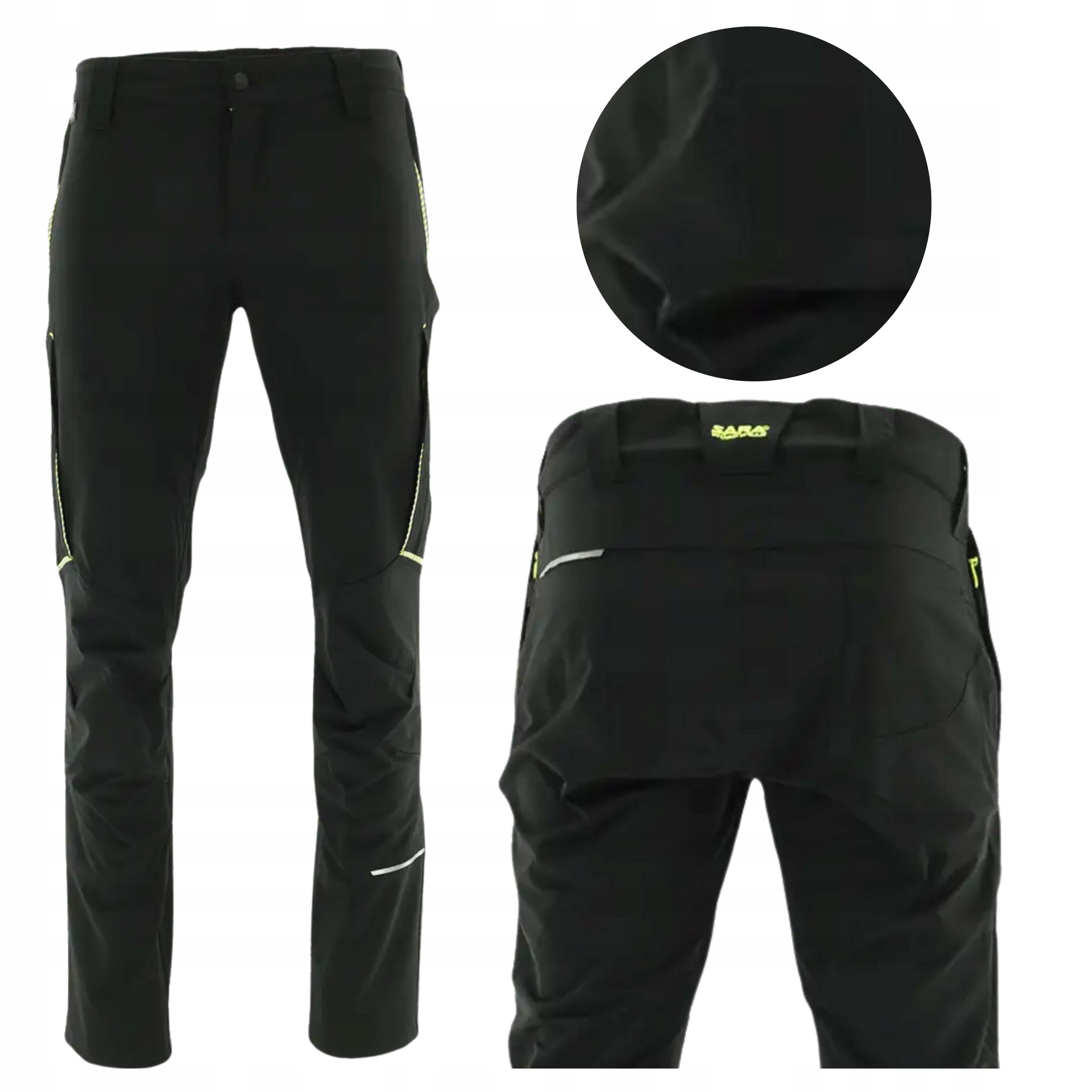 Spodnie Męskie Robocze Elastyczne Odblaskowe Do Pasa Czarne 46