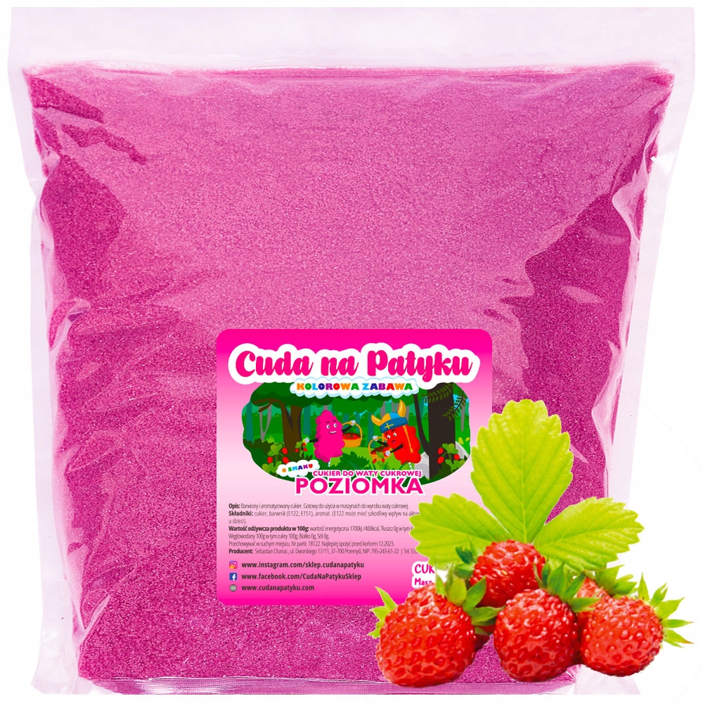 

5kg Cukier do waty cukrowej kolorowy Poziomkawy