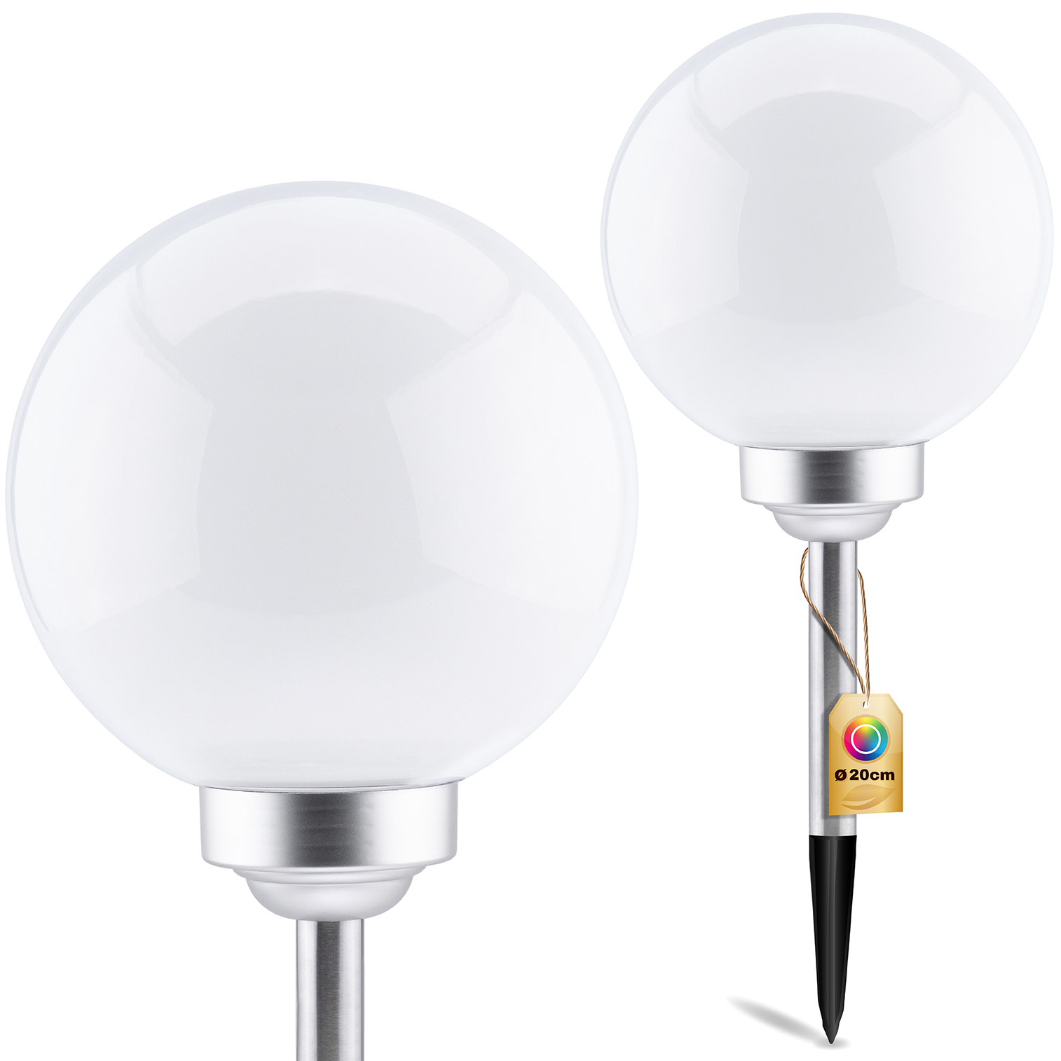 

Lampa Ogrodowa Led Solarna Kula Biała Rgb 20cm