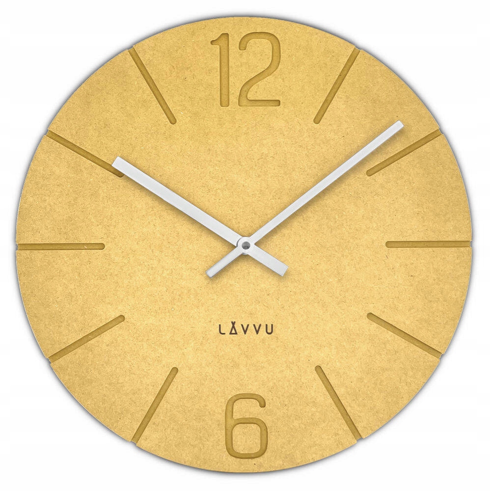 Kulatý Žluté Nástěnné Hodiny Lavvu Natur Eco Mdf Handmade LCT5026 34 cm