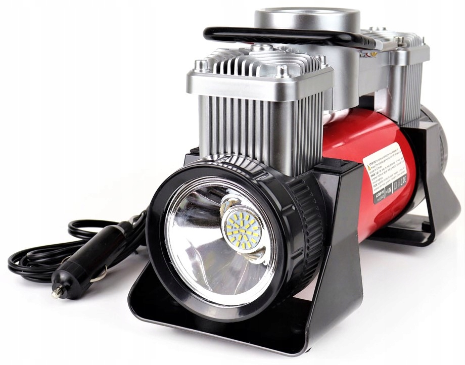 КОМПРЕССОР 12V ФОНАРИК + НАБОР ФИКСАТОРОВ В ЧЕМОДАНЕ