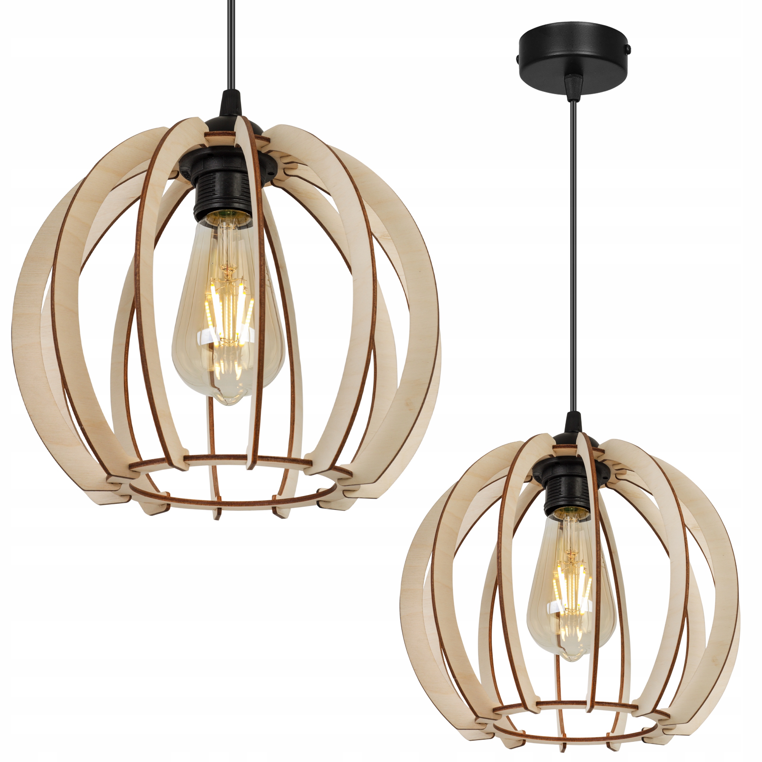 

Nowoczesna Lampa Wisząca Sufitowa Z Drewna Led