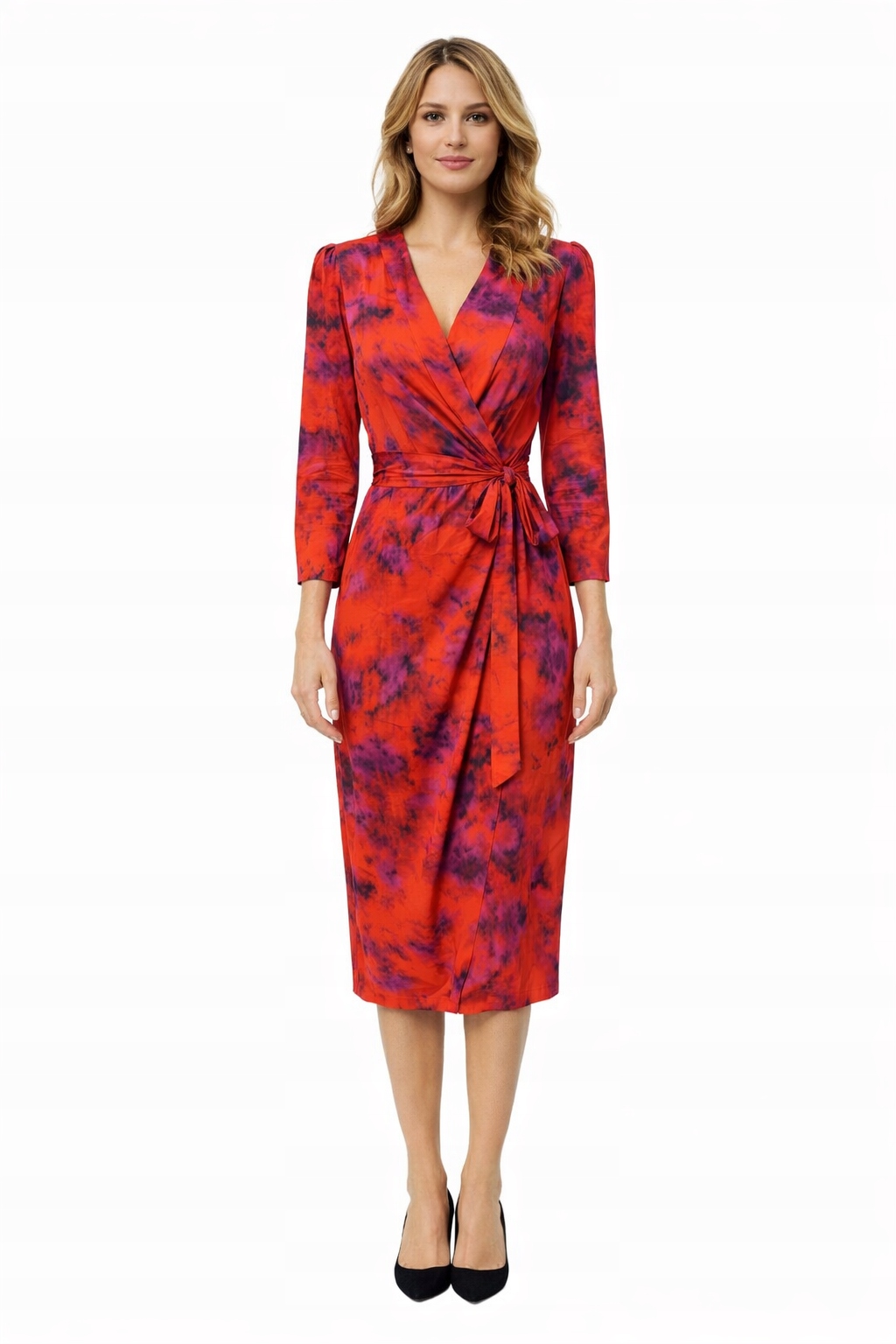 Nissa Červená Šaty MIDI Sukně Se Zavazováním 36 I4C