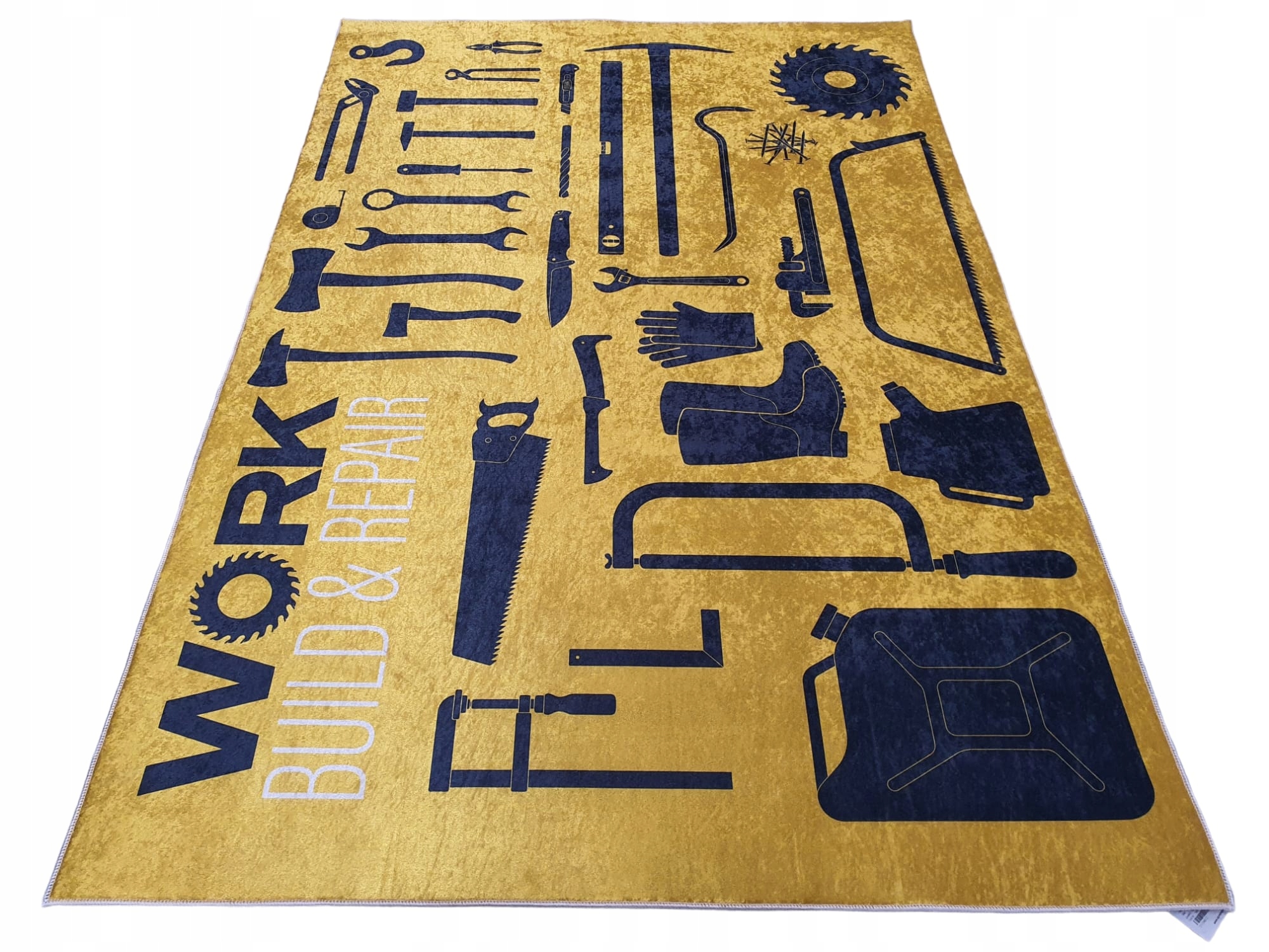 Dywan DIGITALbudowa warsztat garaż 80x150 żółty dla chłopca
