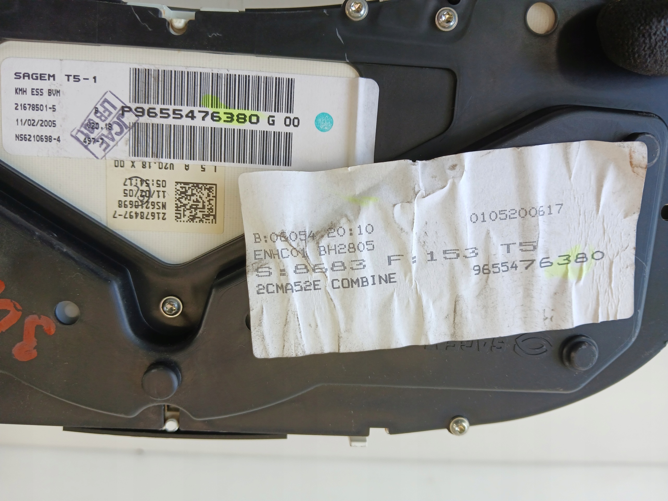 PEUGEOT 307 1.6 dials dials 9655476380G