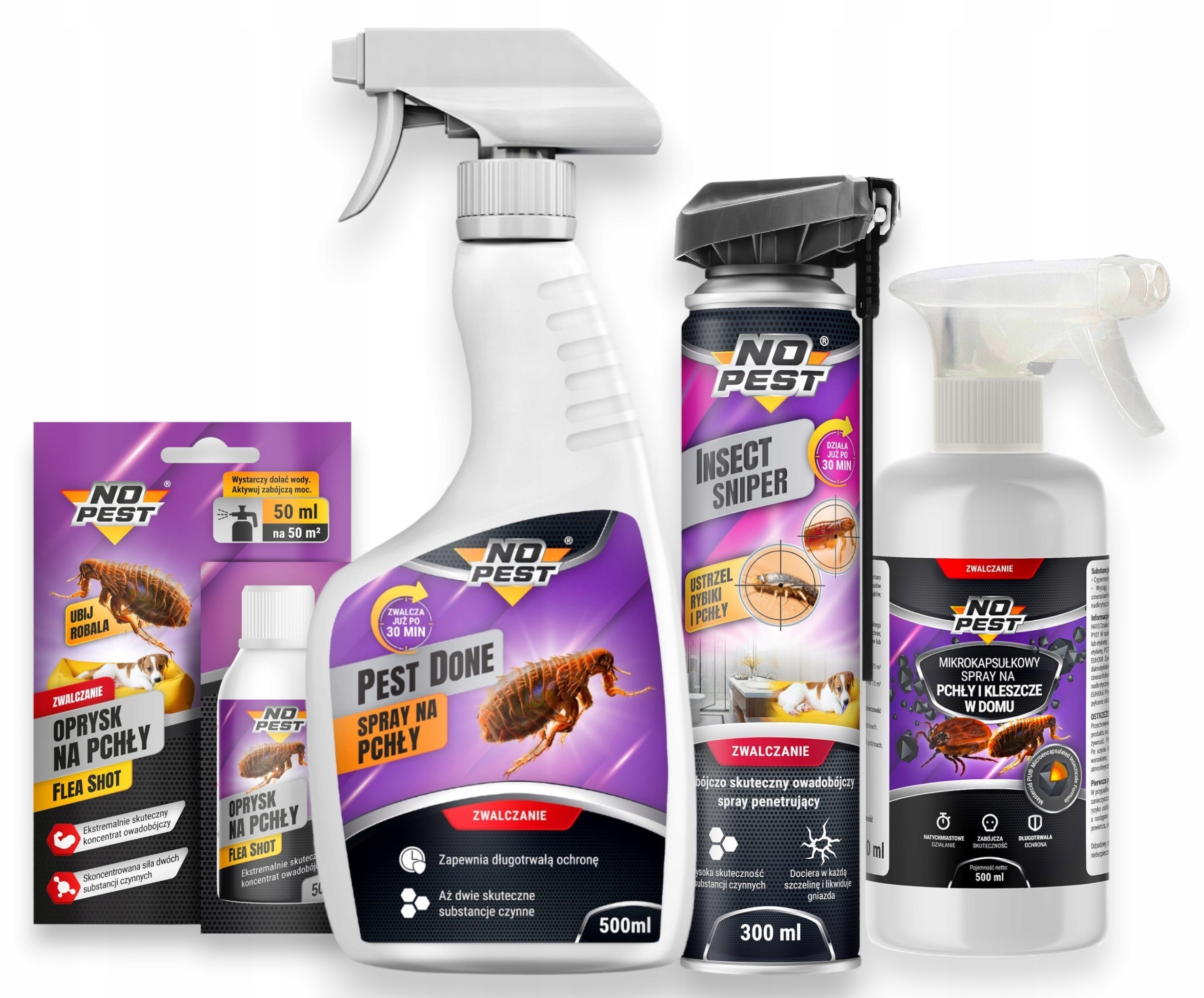 Spray Oprysk Preparat Środek Snajper Płyn Na Pchły Wielki Zestaw No Pest