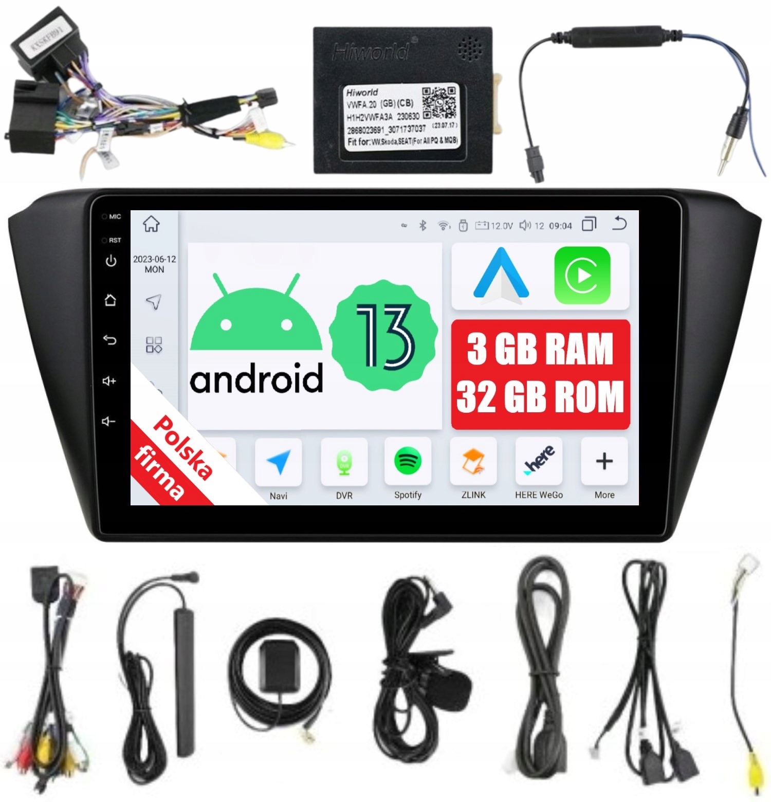 Rádio 2DIN Navigace Android Skoda Fabia III 3/32 Gb Dsp Lte Carplay