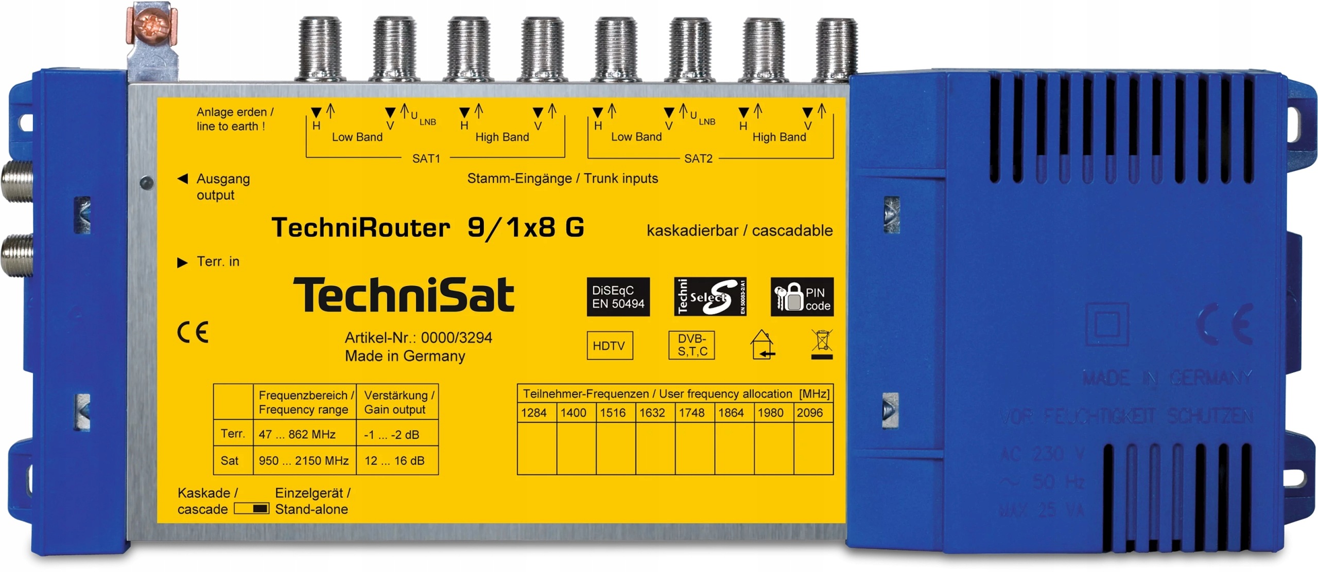 Multipřepínač Unicable Scr 2 Satelity 8 Tv TechniRouter 9/1x8 G TechniSat