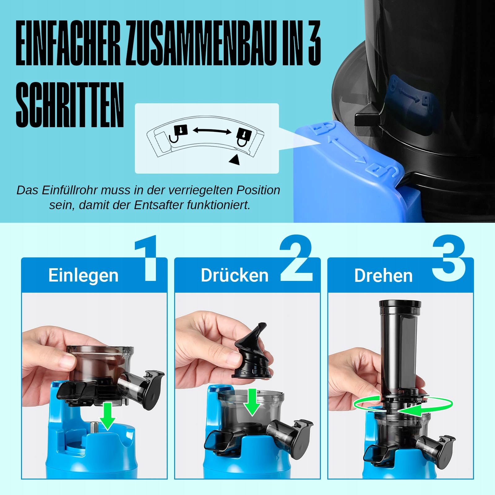 VENTRAY Ginnie Wolnoobrotowa Wyciskarka 100W Niebieska — miniatura 7