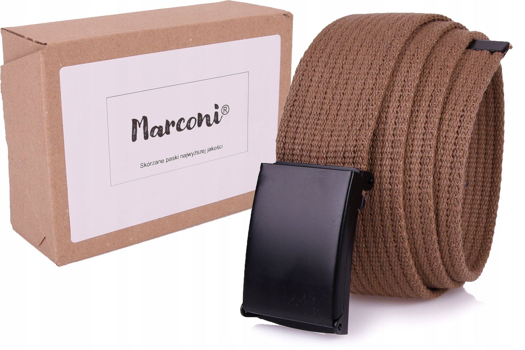 

Bawełniany Pasek 4cm Parciany Jeans Karmel