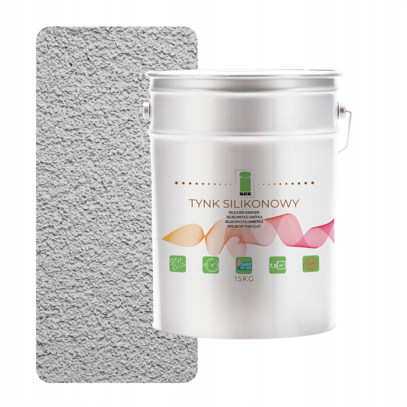 Silikonová Fasádní Omítka Vyztužená Šedou Stříbrnou Barvou 1.5 MM, Trvanlivá, 15 Kg