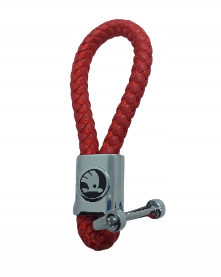 Skoda Brelok Breloczek Skoda pleciony Skóra Czerwony