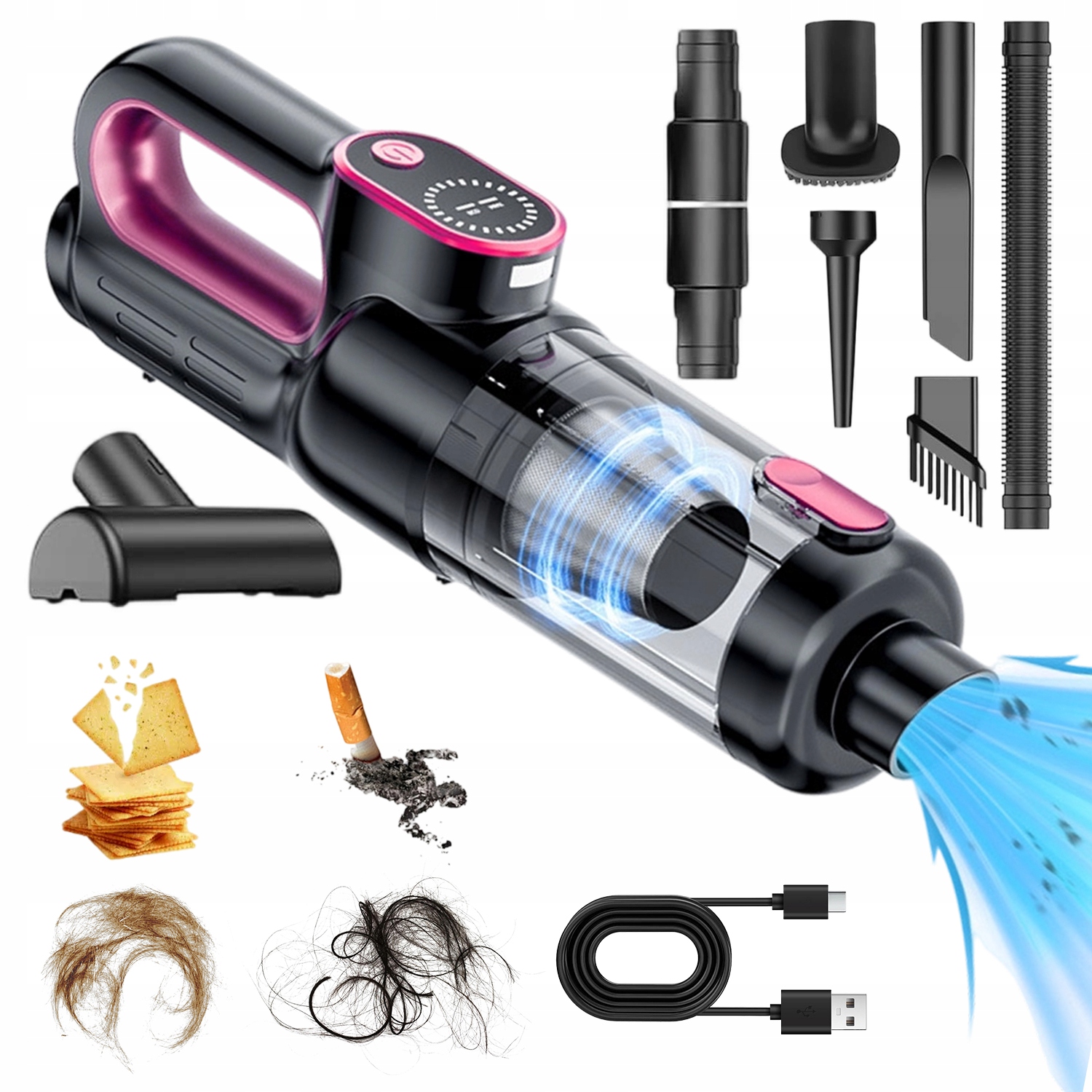 65W Bezdrátový Vysavač Do Auta, Přenosný, 2V1 0,35 L