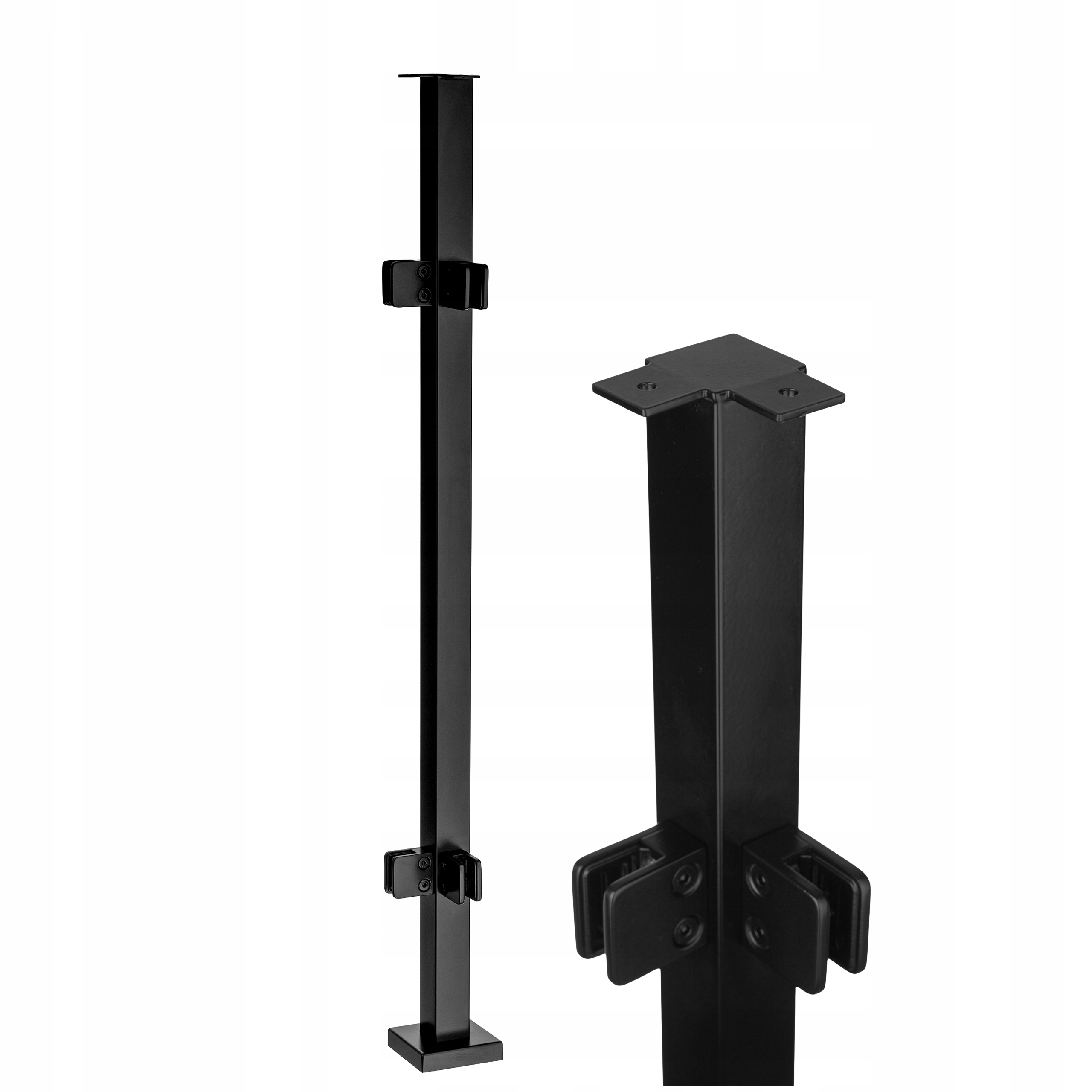 Rohový Stĺpik 110 cm, sklo 4 Držiaky 40x40 Čierny Nerez Loft