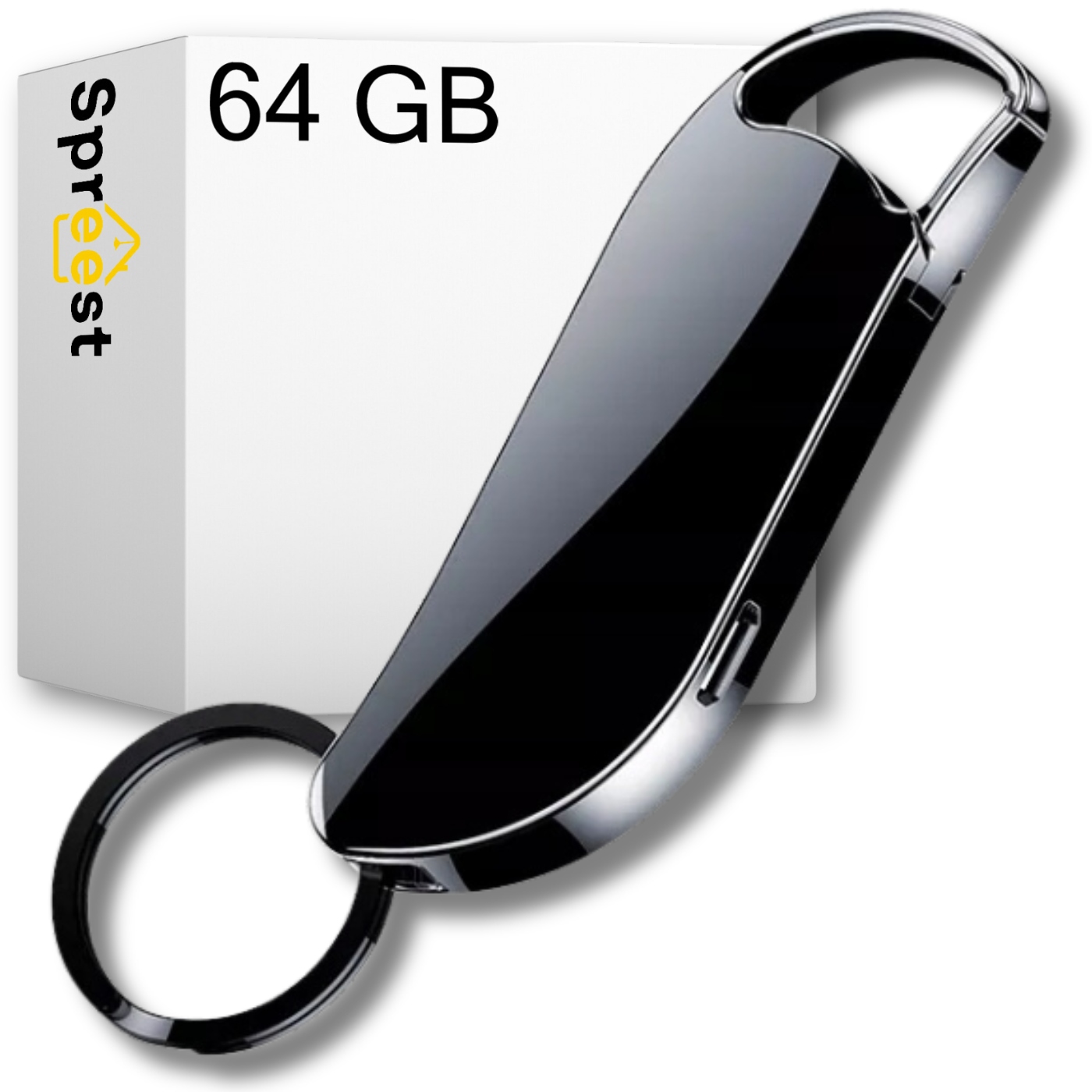 Špionážny Diktafón Mini Digitálny Odposluch Malý Flash Disk 64GB Kľúčenka Klip