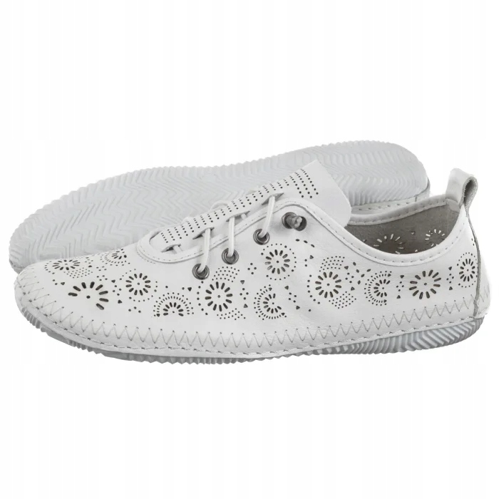 Buty Półbuty Skórzane Damskie Venezia Białe Ażurowe R164LEWHOSP047