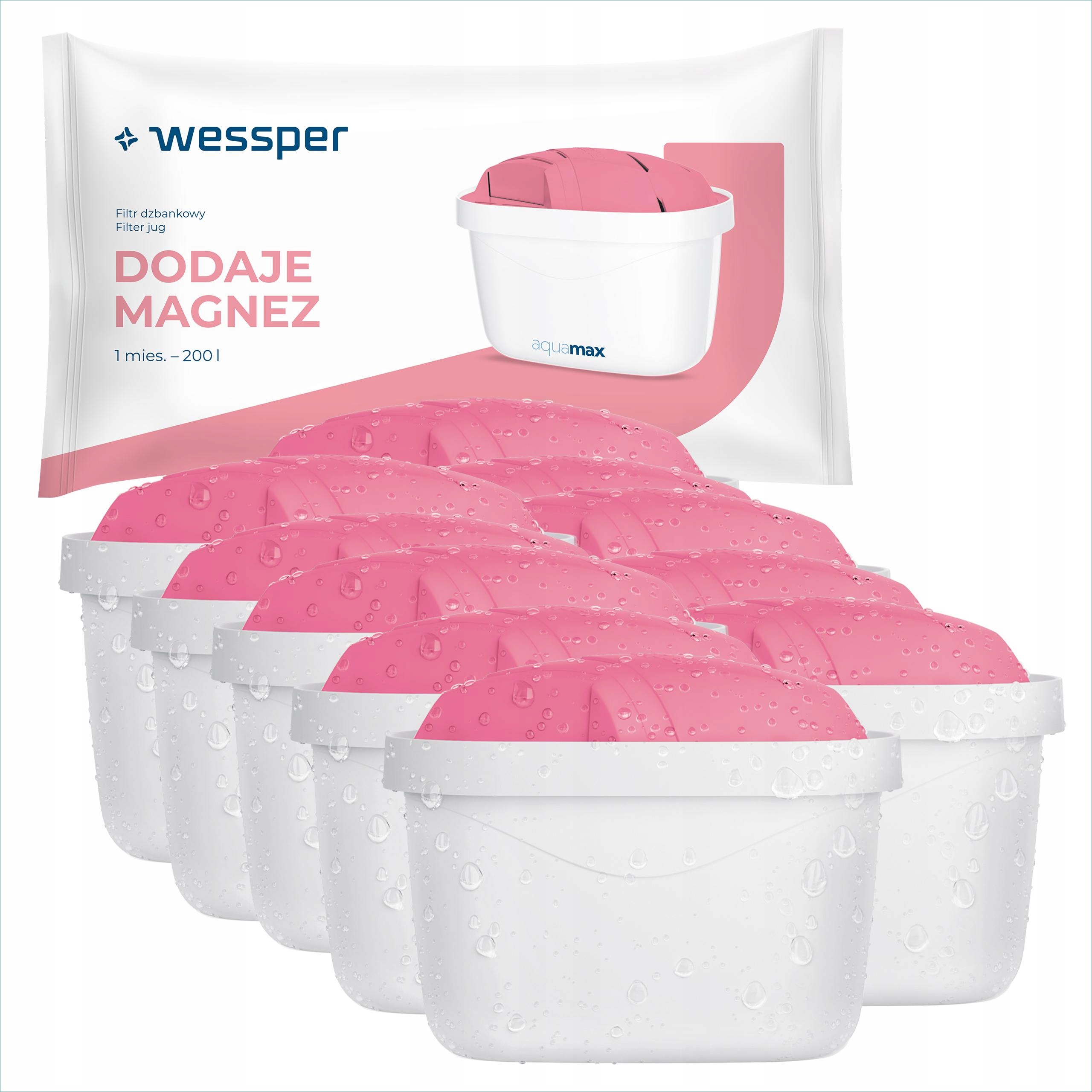 10x Filtr Wessper aquamax Mg+ z magnezem do szklany dzbanek Dafi zamiennik
