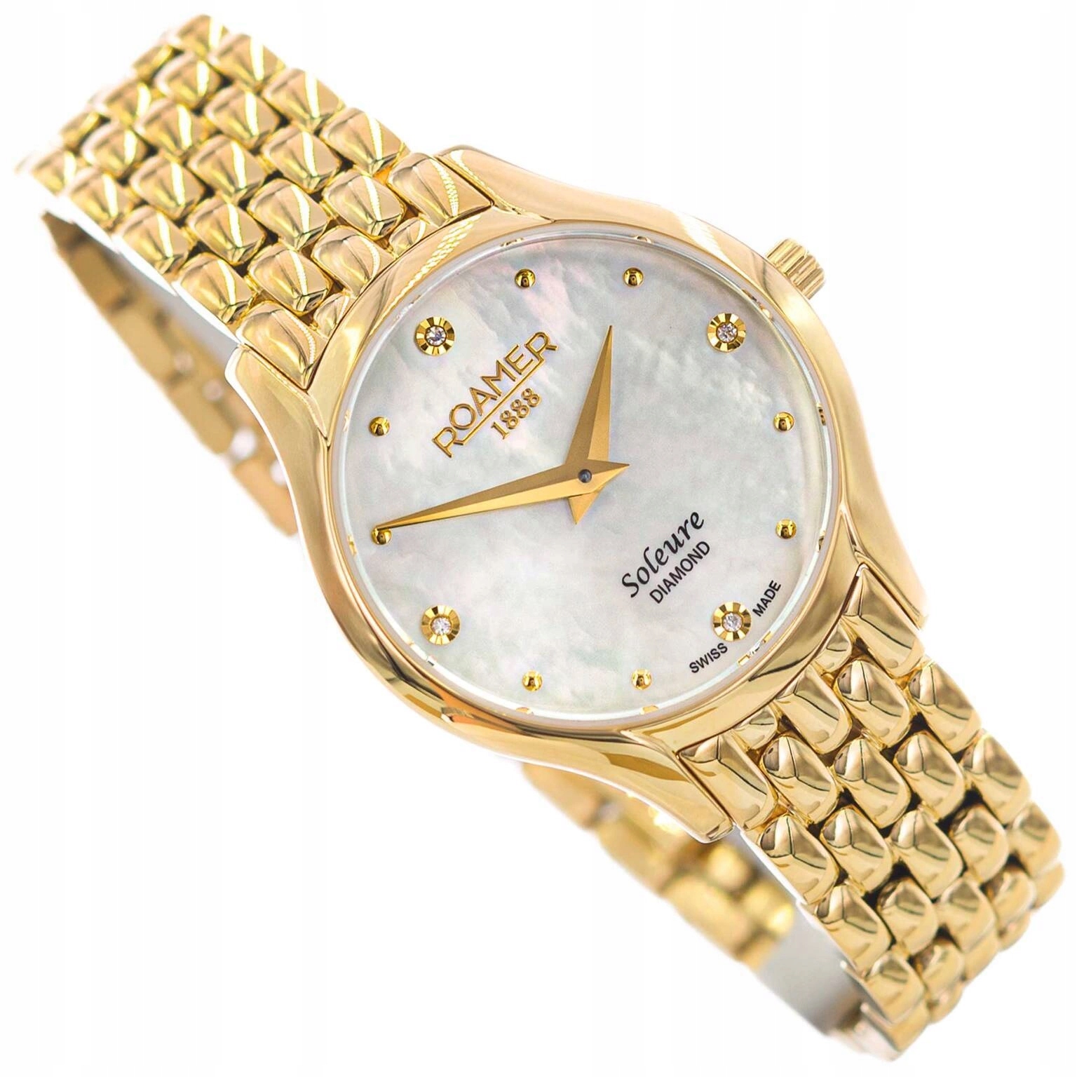 Dámské Hodinky Roamer 547857 48 25 50 Soleure Diamond Zlaté Na Náramku