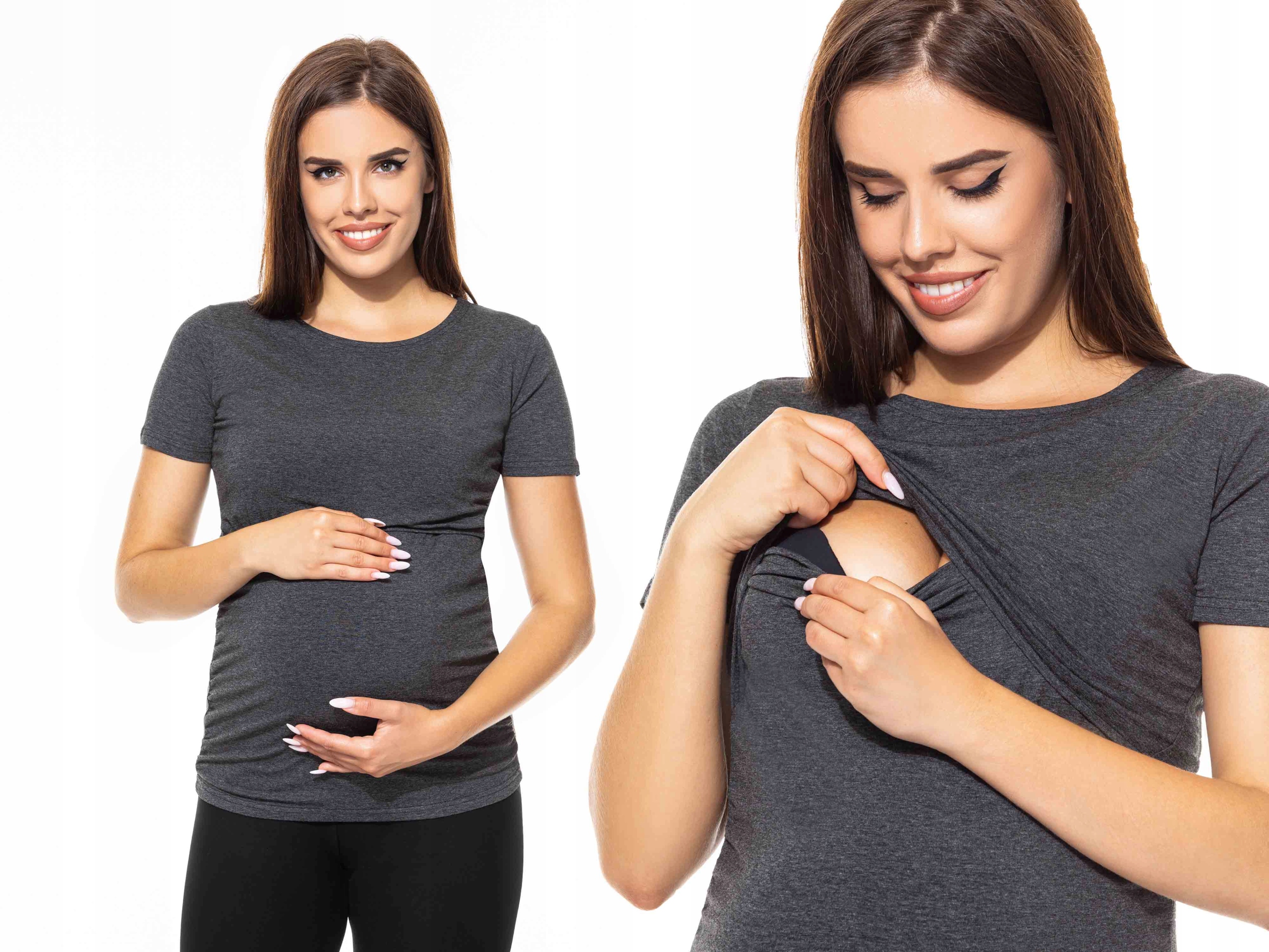 

Bluzka Do Karmienia Ciążowa Krótki Rękaw melanż XL