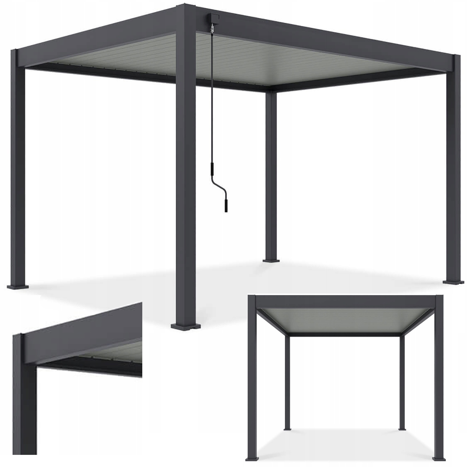 Pergola Ogrodowa Aluminiowa Tarasowa automatyczna Elegance 3x4m oświetlenie