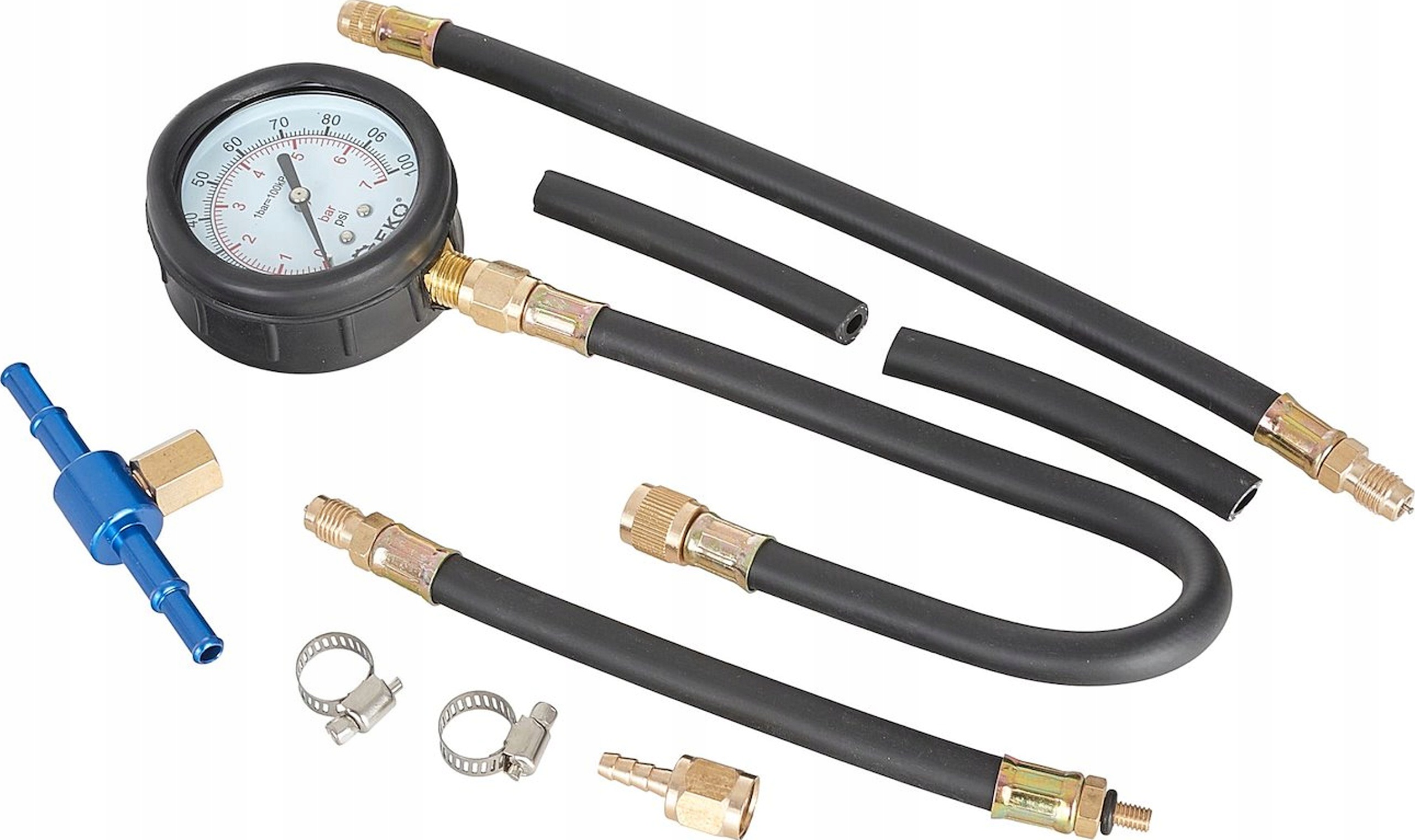 Geko Tester ciśnienia wtrysków paliwa 0-7 bar 100 Psi 10 el. G02501