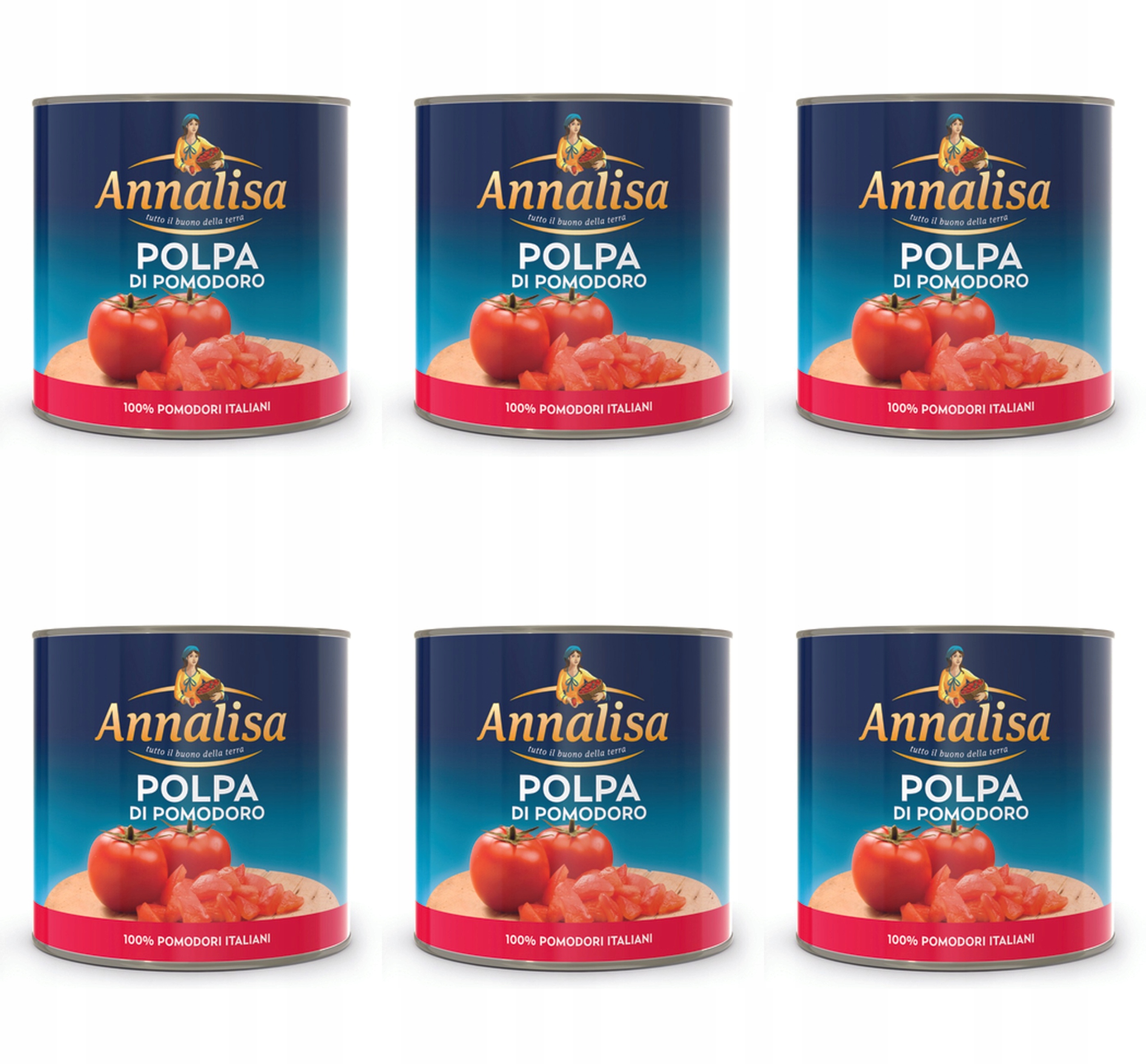 Rajčatová Polpa, krájená rajčata 2,5 kg Annalisa X6
