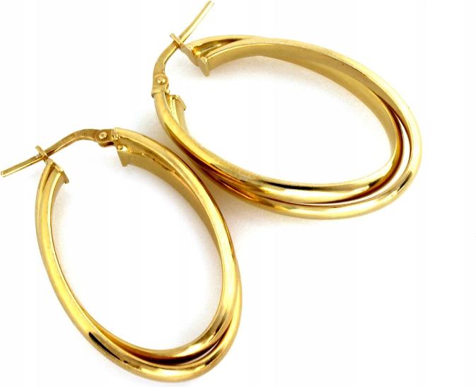 Klasické náušnice z pozlaceného stříbra ryzosti 925, velké oválné, dvojité