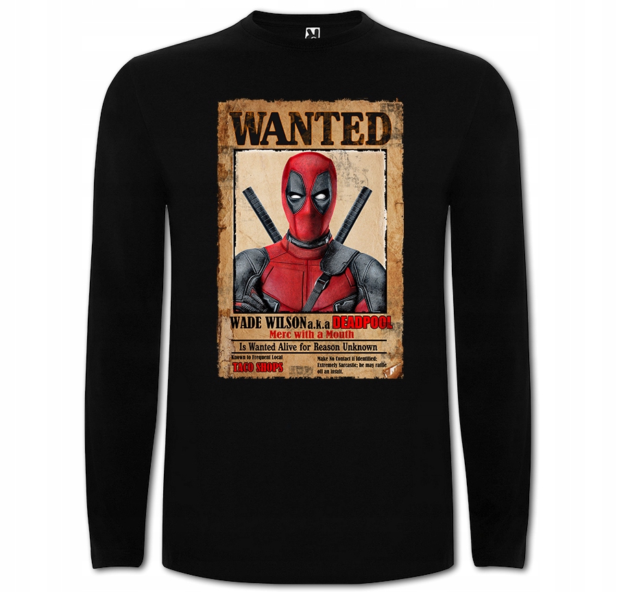 

Long Deadpool Pool Wanted Komedia Wade Wilson 3XL