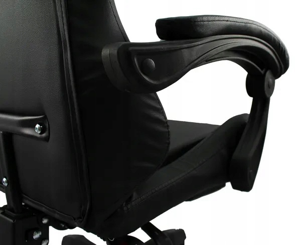 FOTEL KRZESŁO GAMINGOWY BIUROWY OBROTOWY KUBEŁKOWY GRACZA PODNÓŻEK CZARNY Szerokość mebla 63 cm