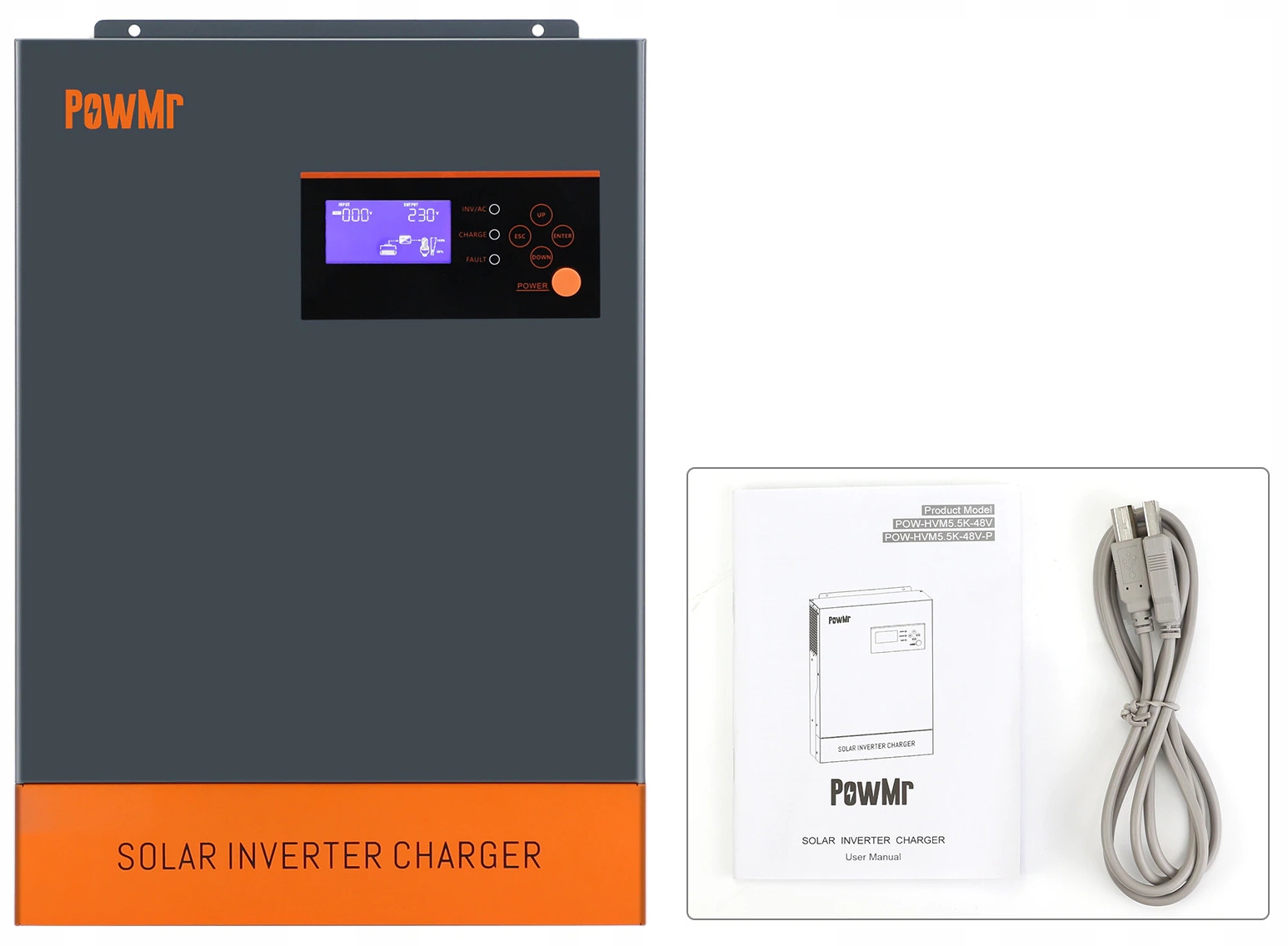 Falownik Hybrydowy Solarny Powmr 5,5KW 230V Inwerter Fotowoltaiczny 80A