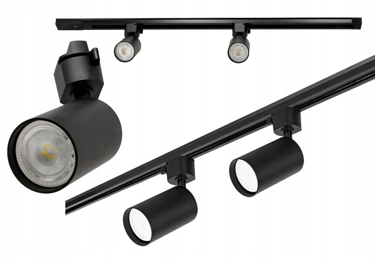 Zestaw 2x SPOT REFLEKTOR lampa GU10 na szynę 1f SZYNOPRZEWÓD szyna 1m