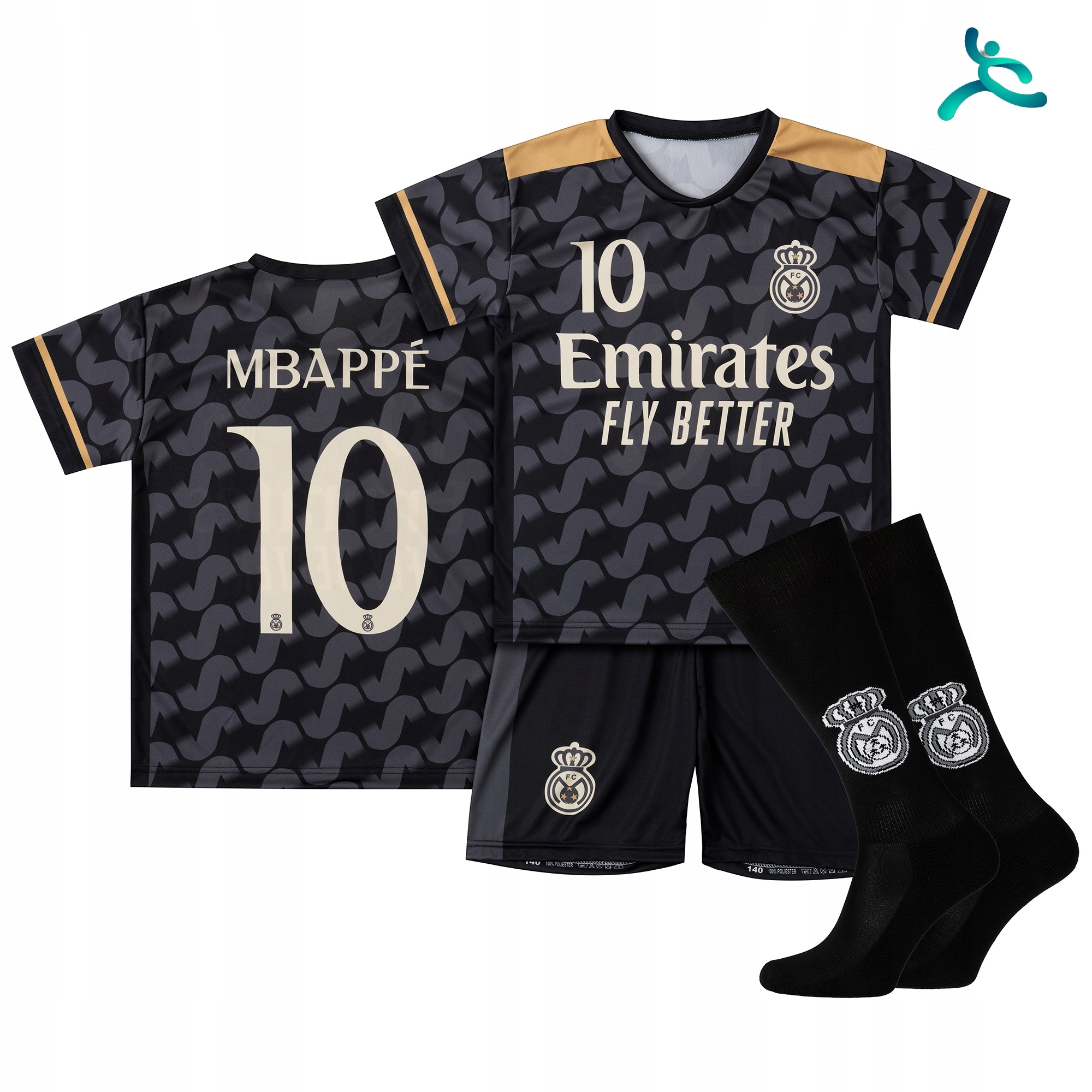 Strój komplet piłkarski getry Mbappe rozm. 176