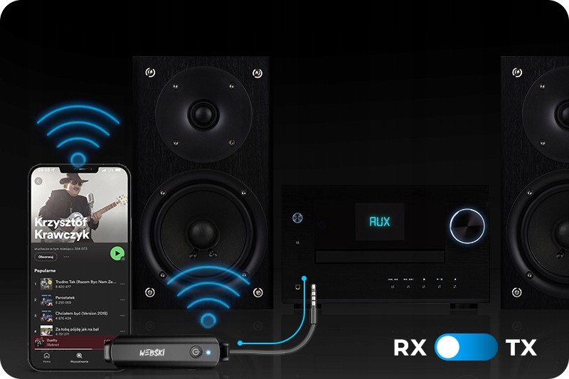 ADAPTER BT DO DOMU I SAMOCHODU NADAJNIK ODBIORNIK Model RCS01