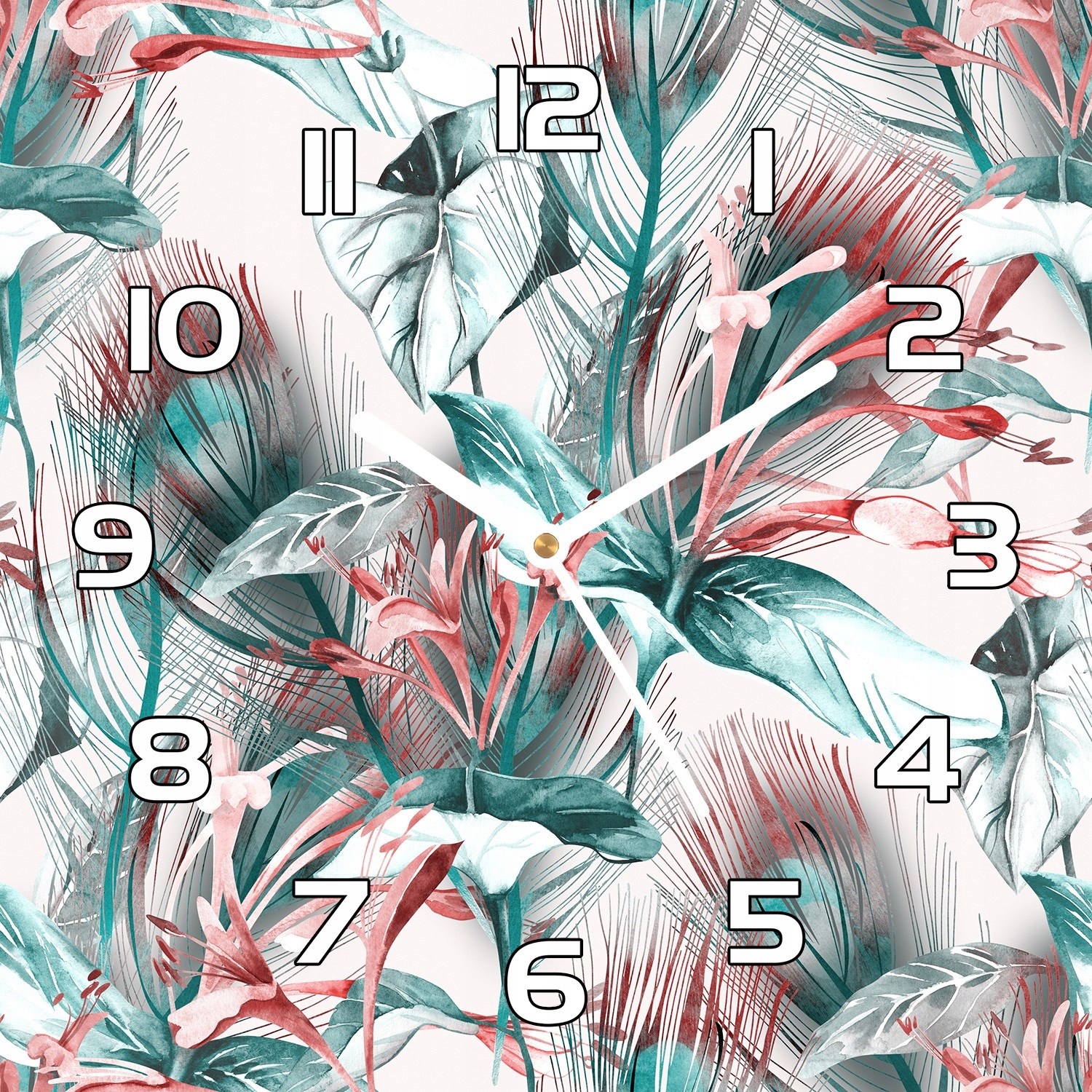 

Szklany zegar Tropikalny rysunek kwiatowy 30x30 cm