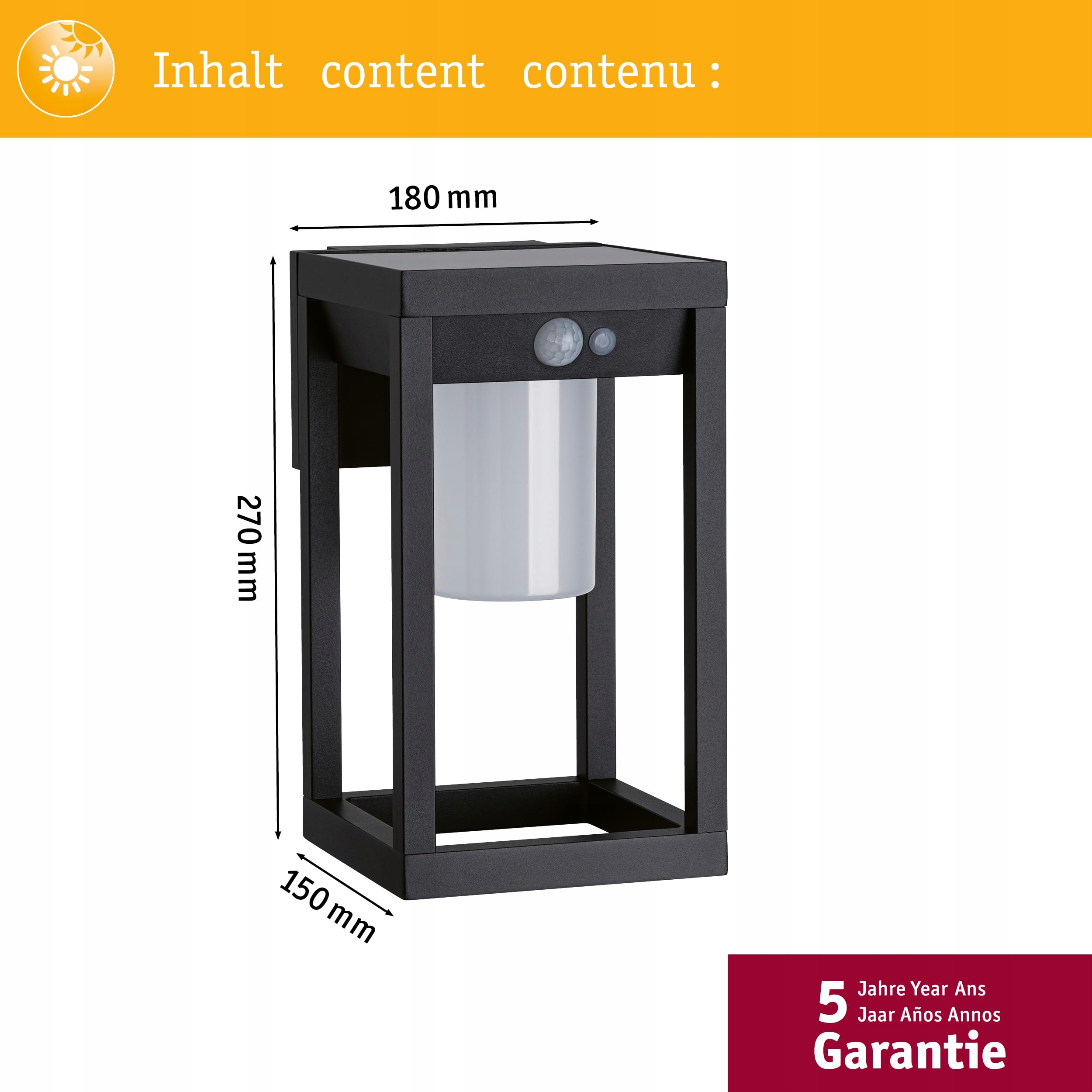 PAULMANN LED Solar Lampa Zewnętrzna Marisol Czarna z Czujnikiem Ruchu — miniatura 5