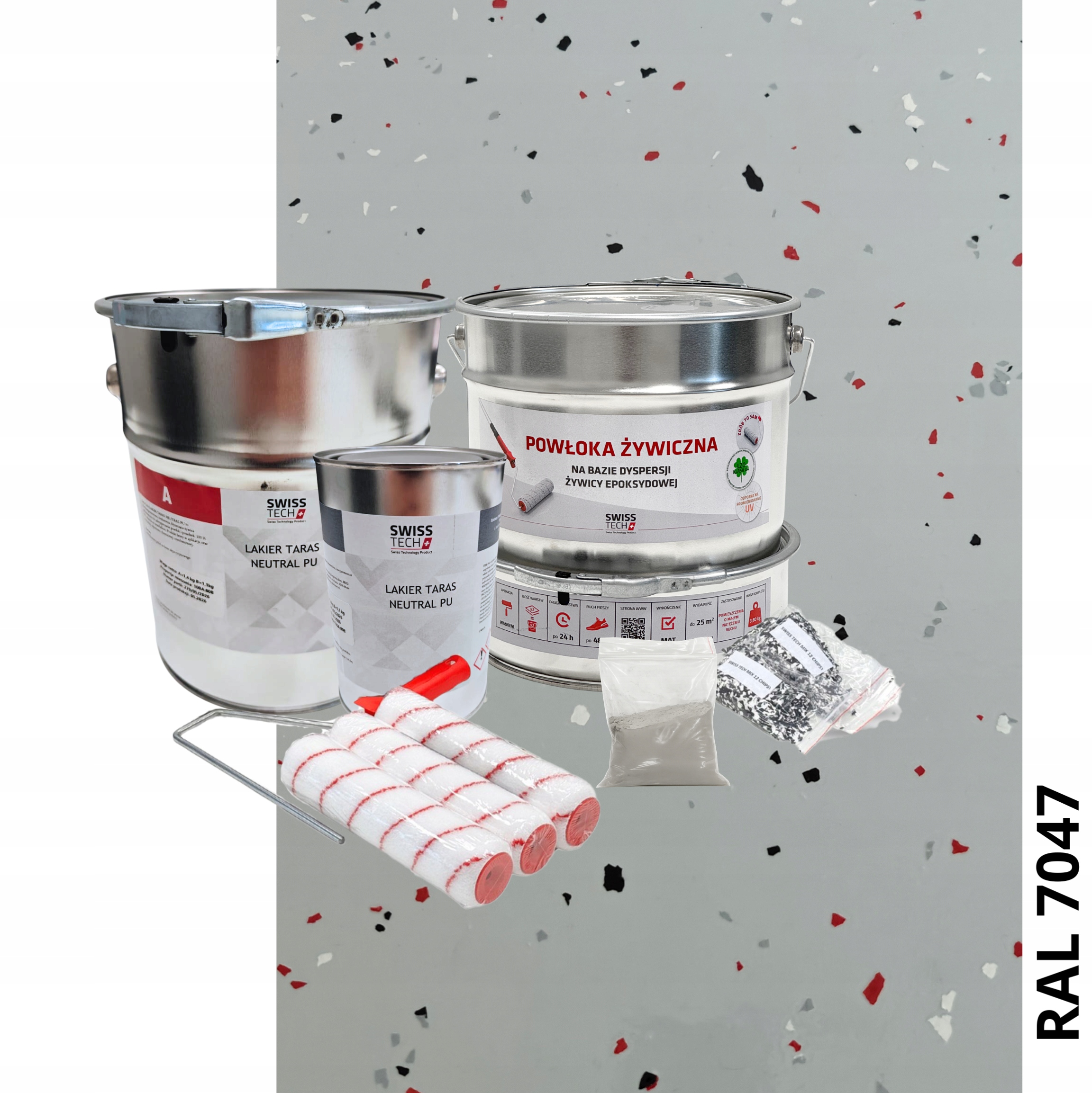 Żywica Zestaw na 12m2 Balkon, Taras 100%UV Lakier Poliuretan Ral 7047